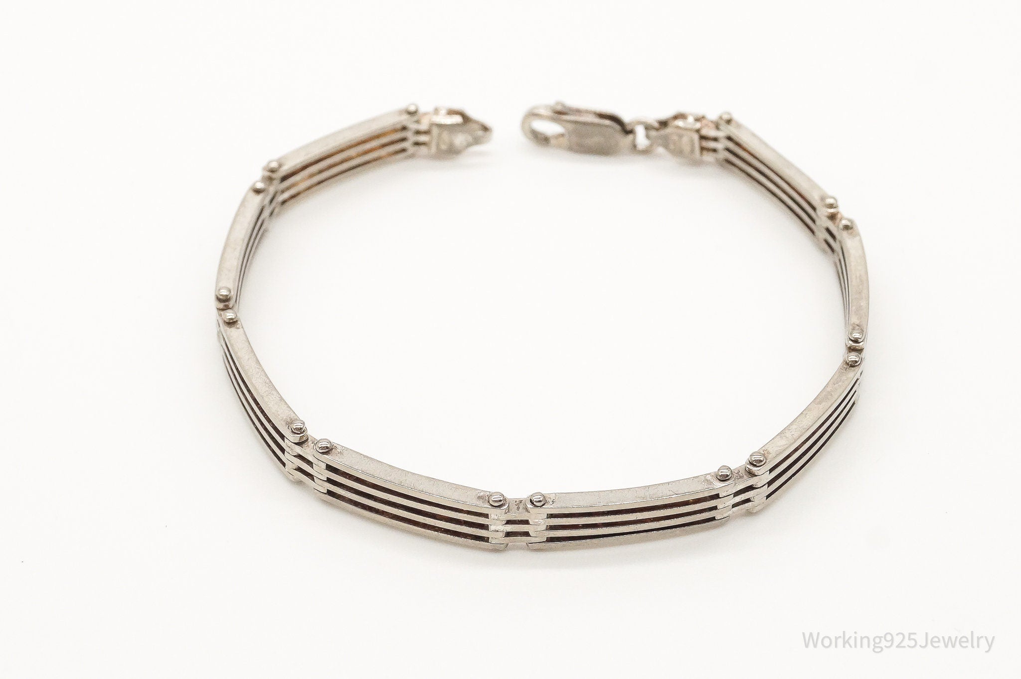 Vintage Sterling Silver Art Deco Hinge Bracelet