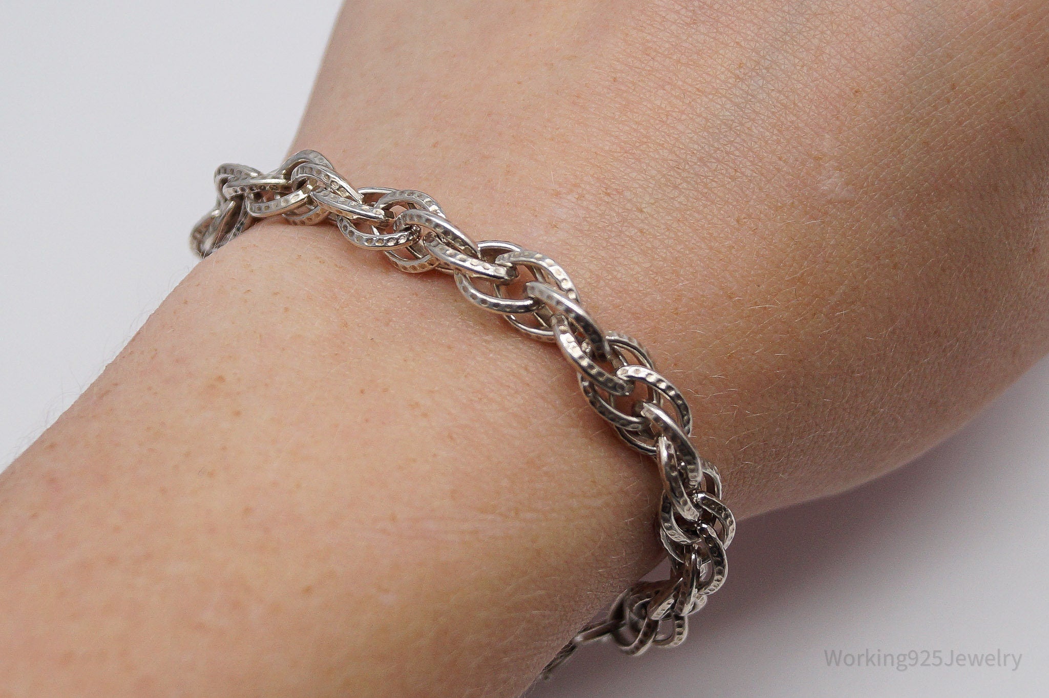 Vintage Prolite Chain Link Sterling Silver Bracelet - 8"