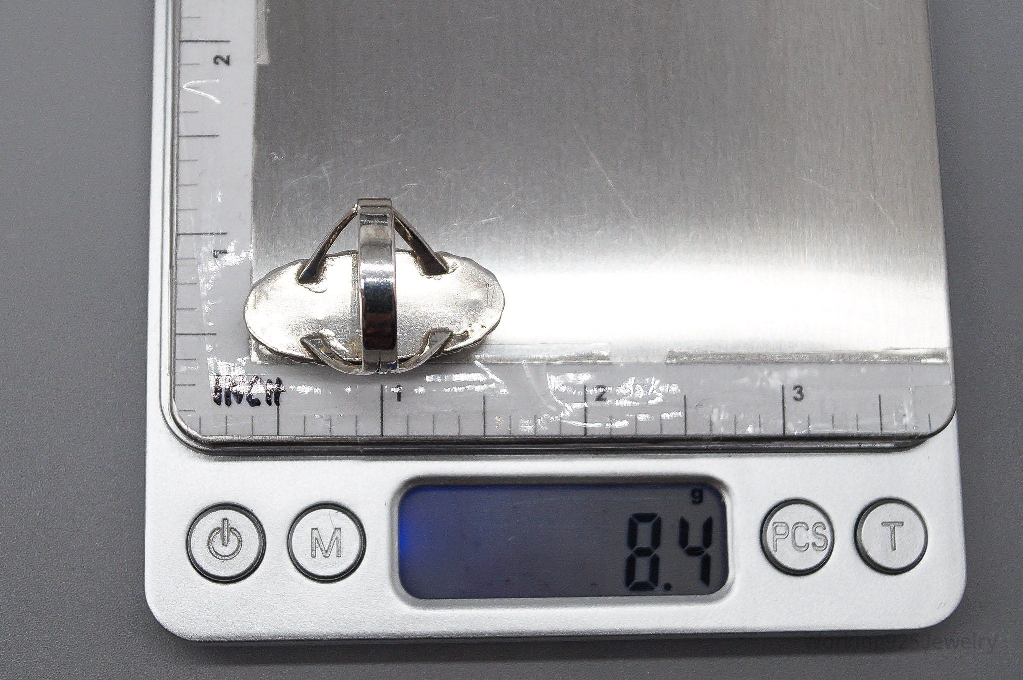 Vintage Native American Turquoise Sterling Silver Ring - Size 8.25