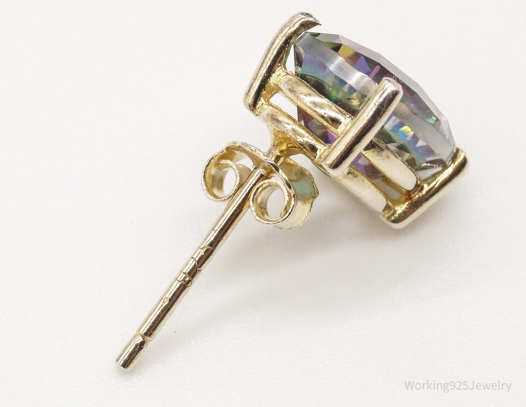 Vintage Mystic Topaz Gold Vermeil Sterling Silver Stud Post Earrings