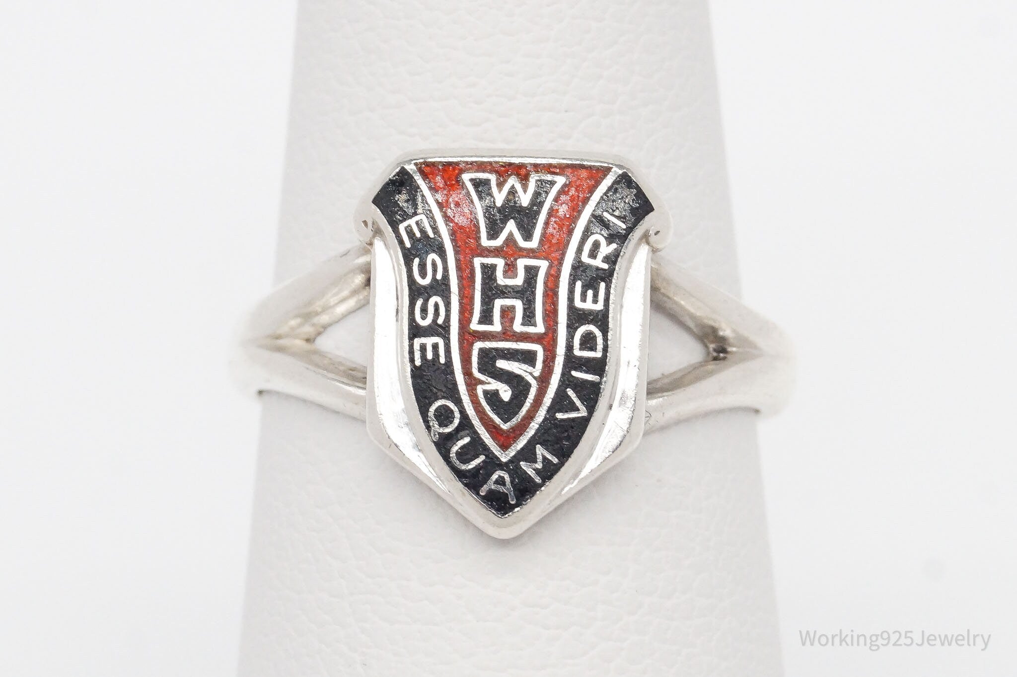 RARE Antique Vintage WHS Sterling Silver School Ring - Size 6.25