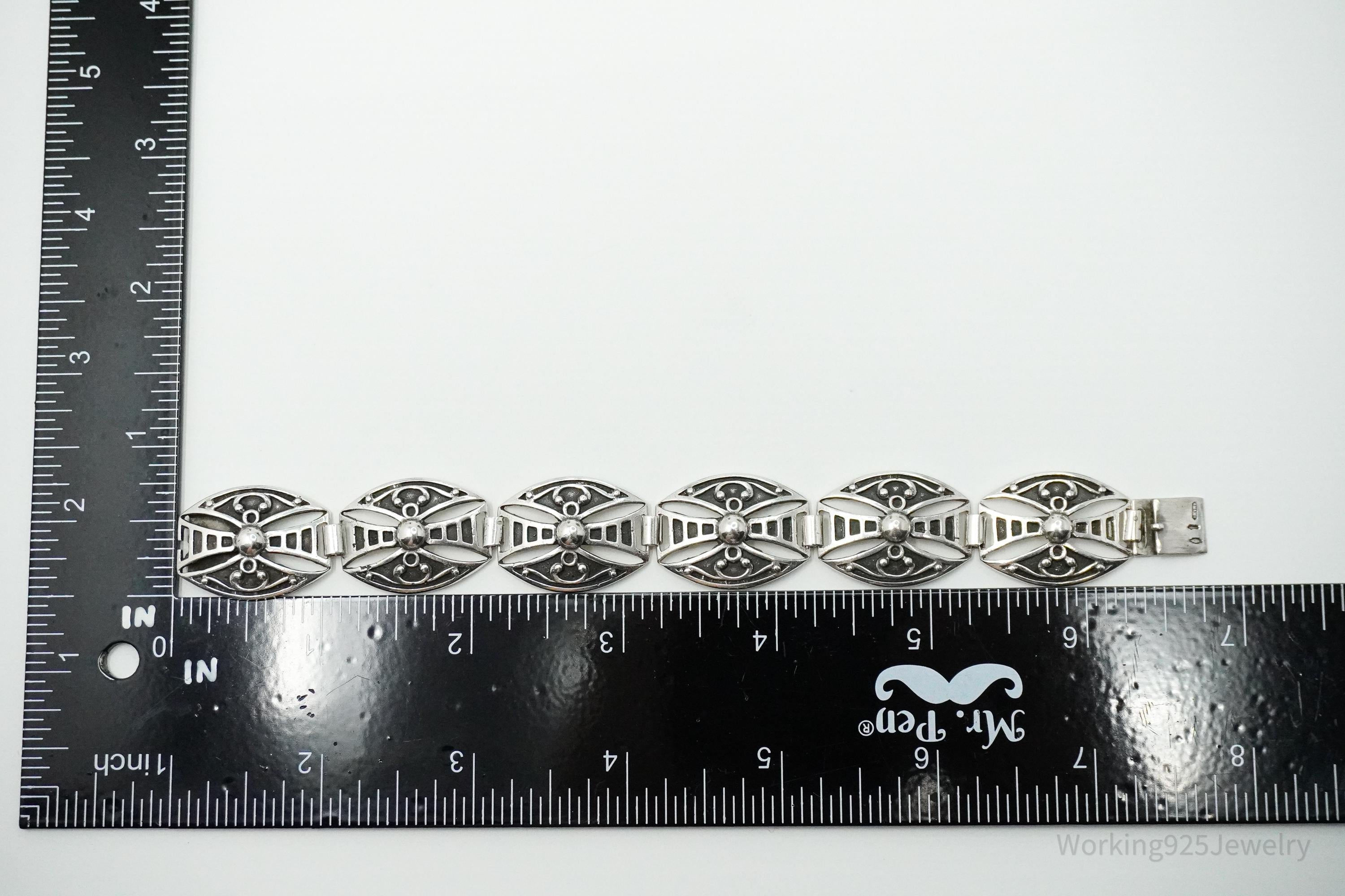 Vintage Dutch Modernist Silver Bracelet - 6.5"