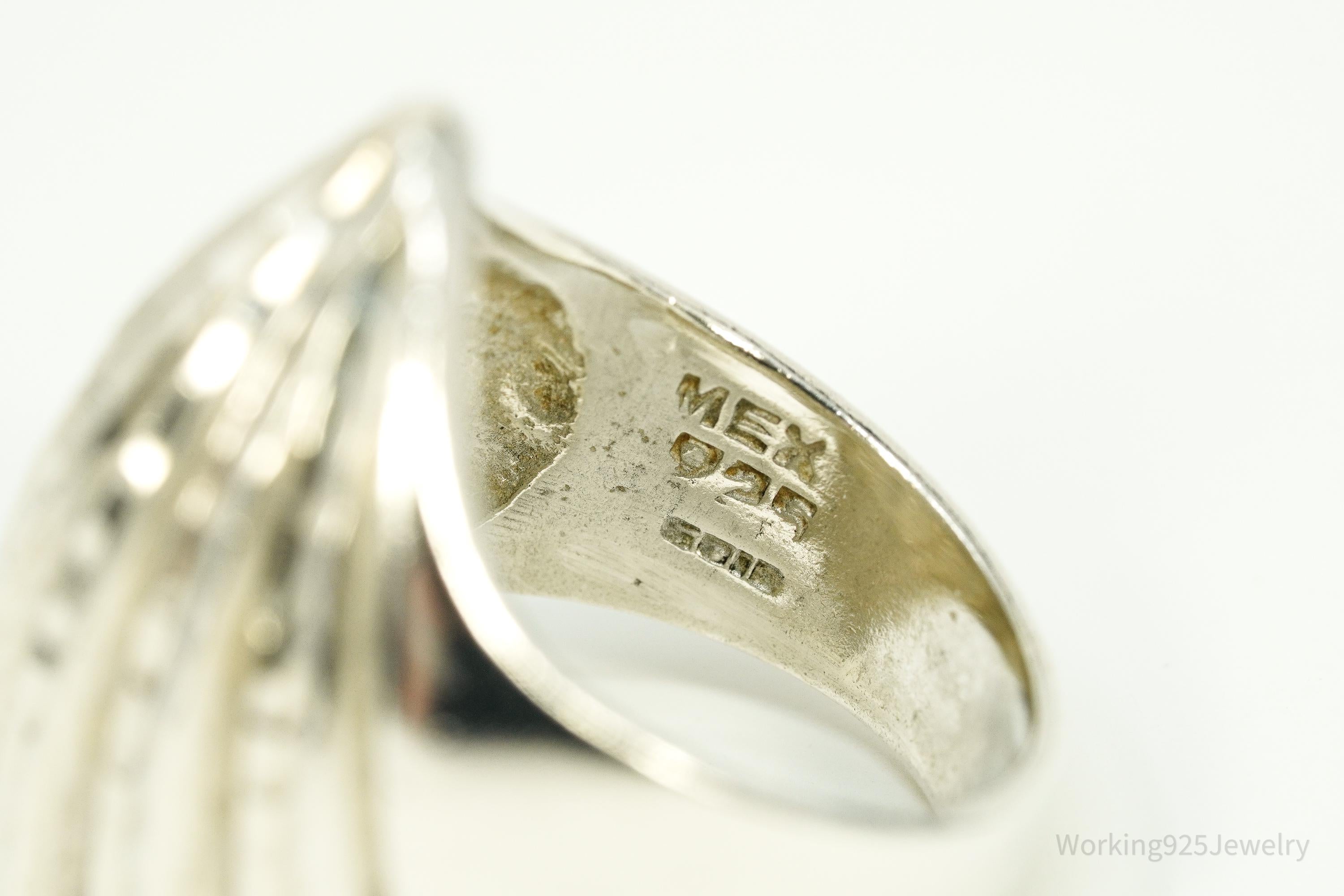 Vintage Mexico Art Deco Style Sterling Silver Ring - Size 6