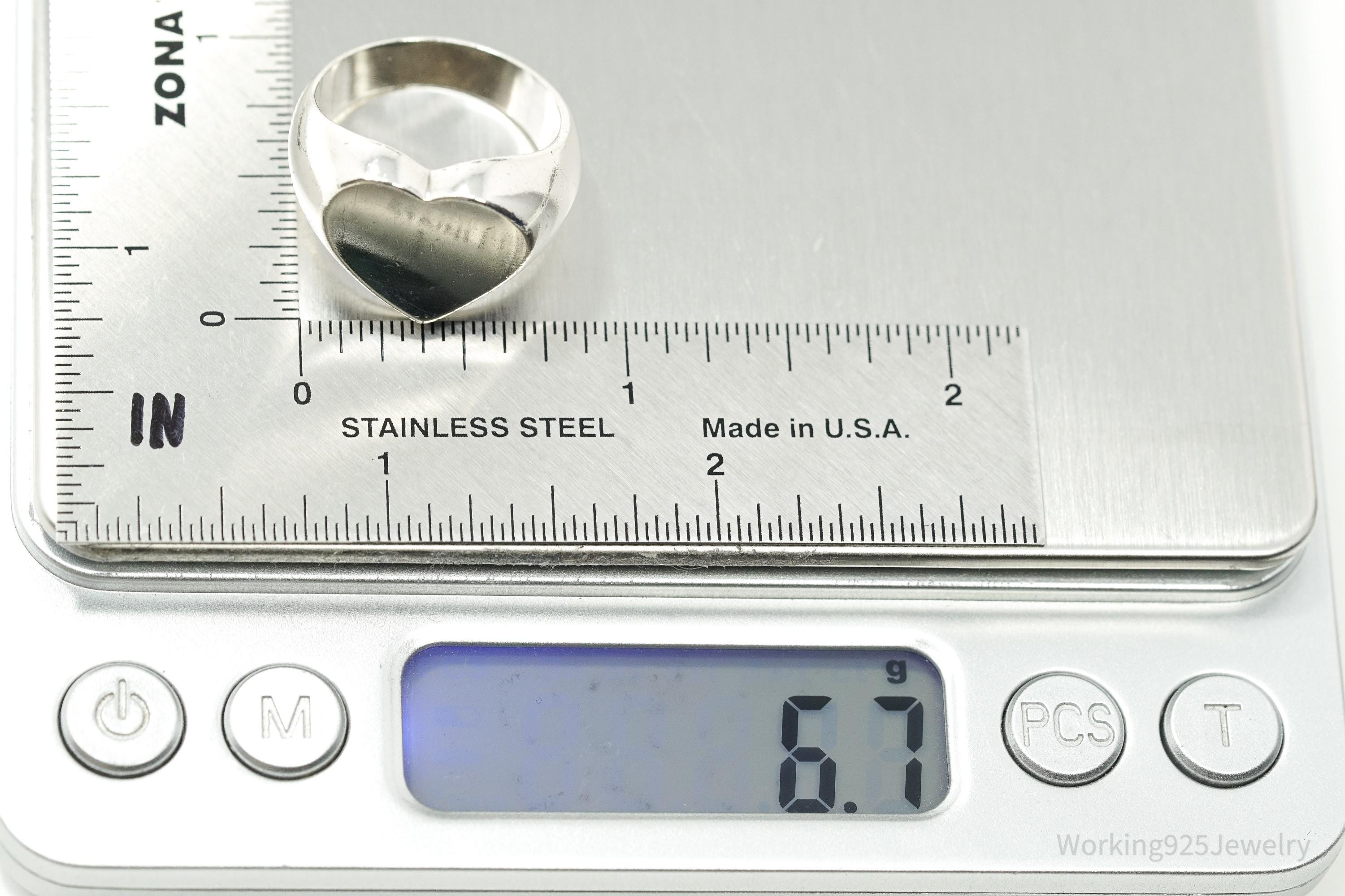 Vintage Heart Sterling Silver Ring - Size 8.75
