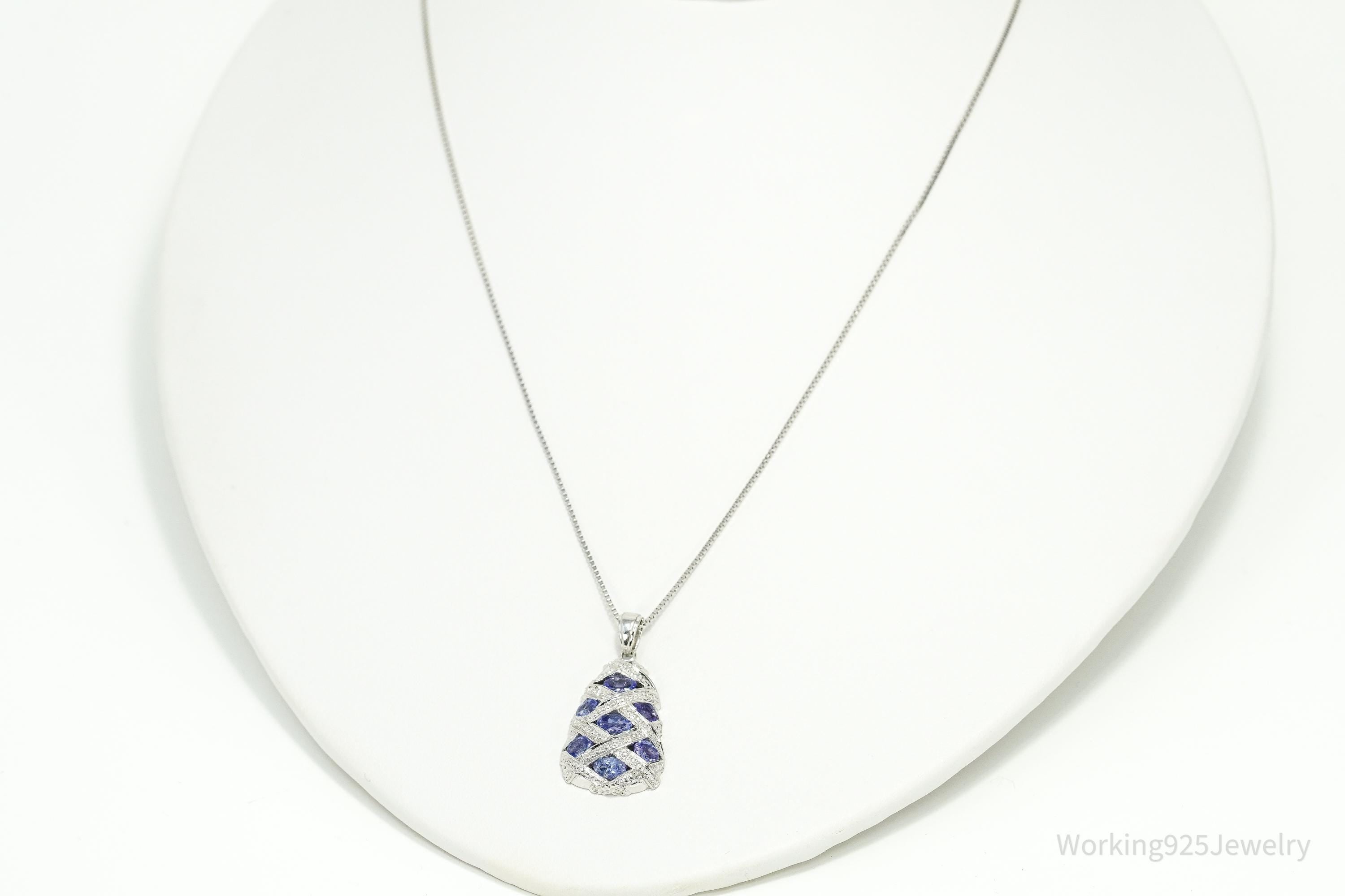 Vintage Tanzanite Sterling Silver Necklace 18"