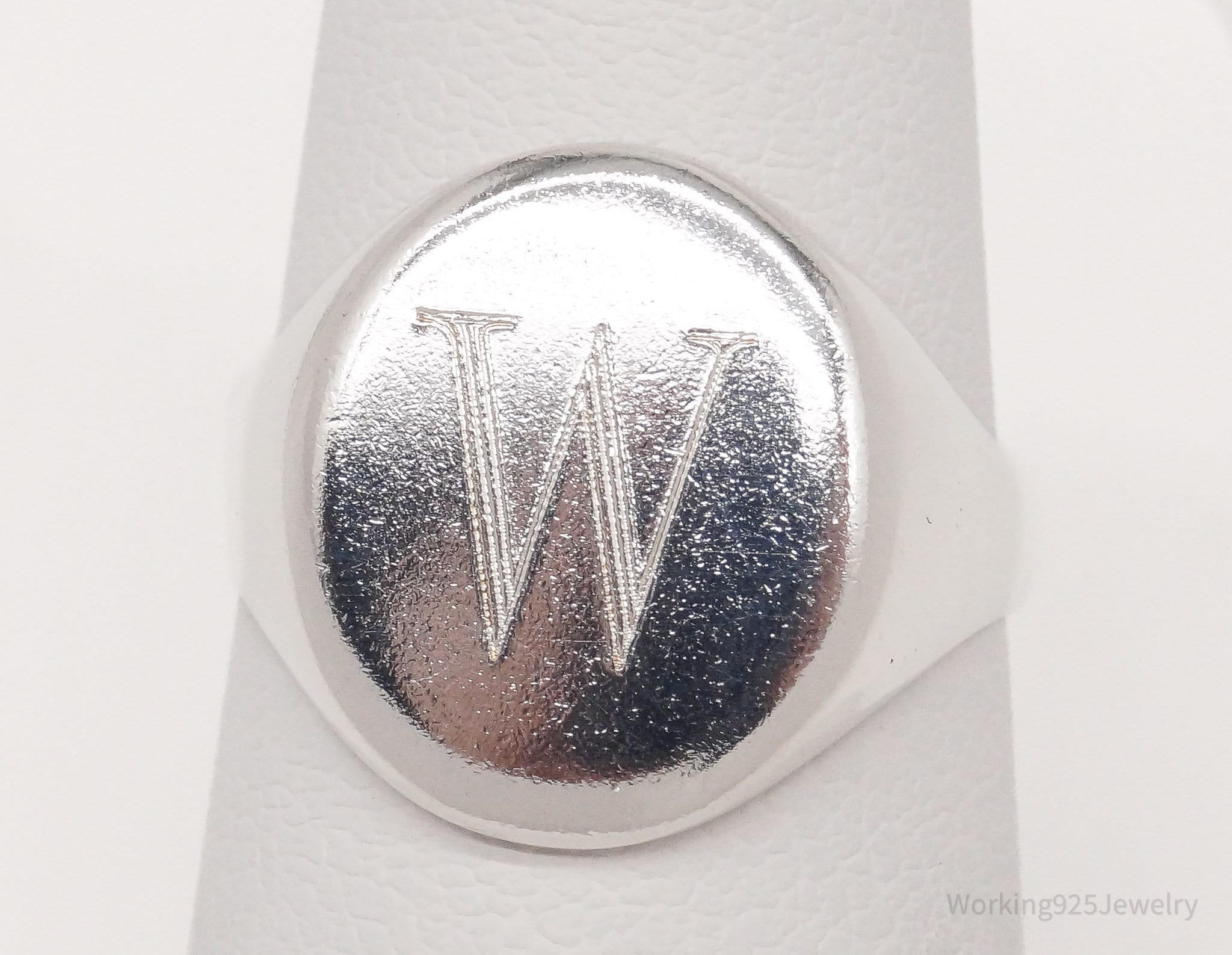 Vintage "W" "M" Letter Initial Sterling Silver Ring - Size 6