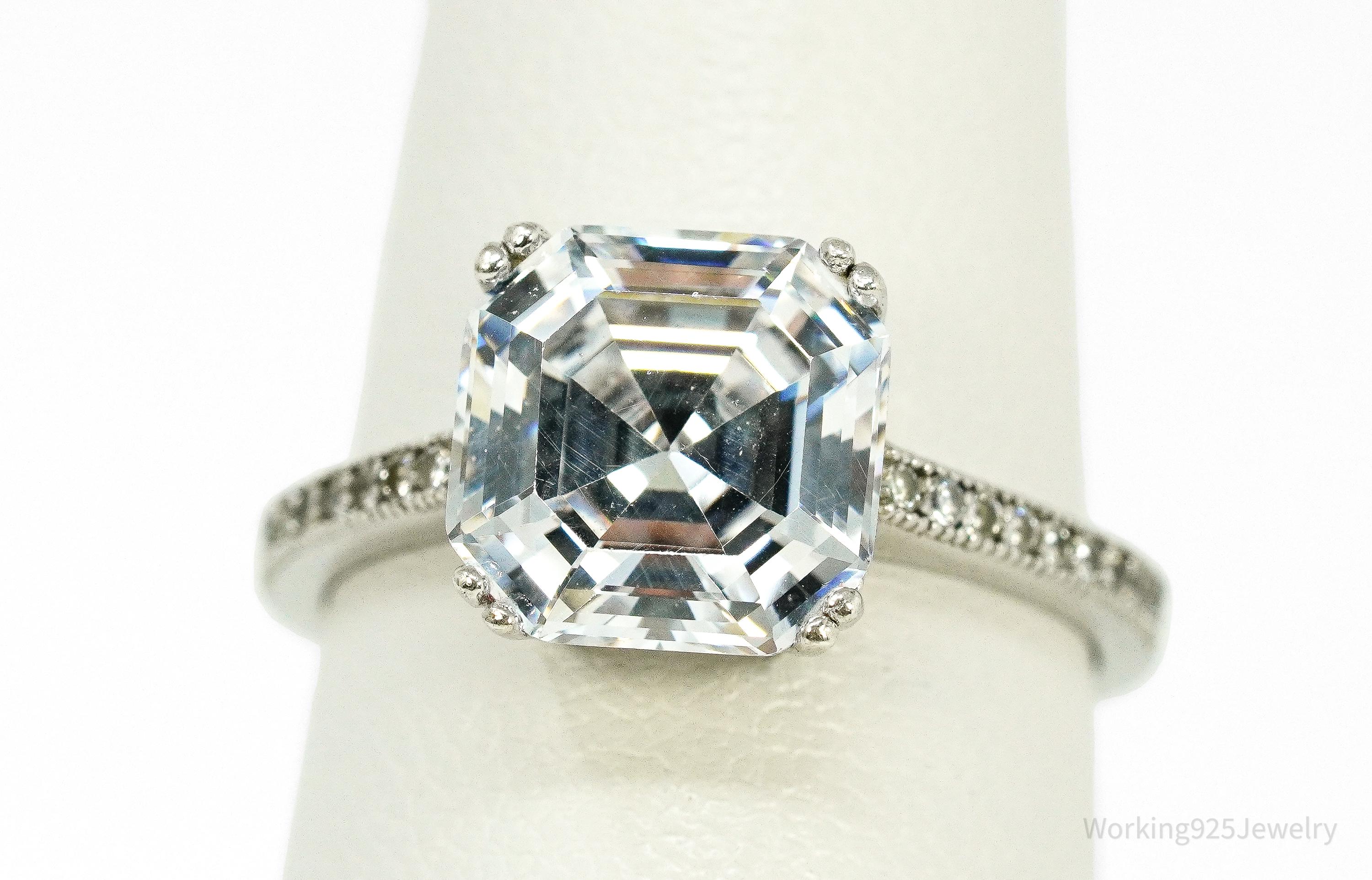 Vintage Cubic Zirconia Sterling Silver Ring Size 6.25