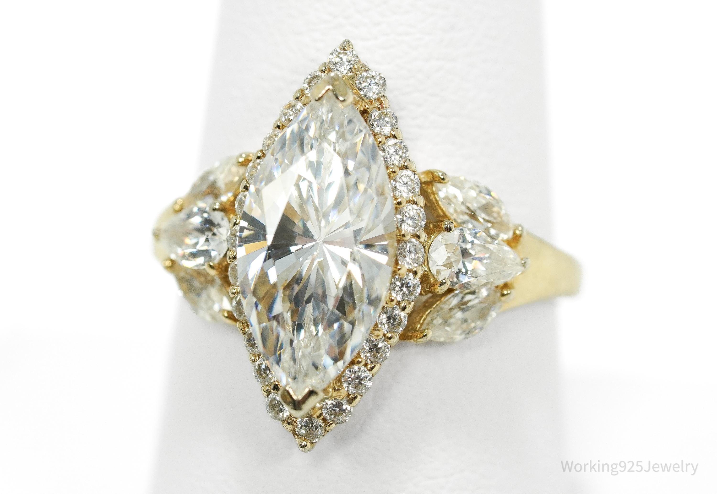 Designer Michael Valitutti Cubic Zirconia 14K Gold Over Sterling Silver Ring - Size 9