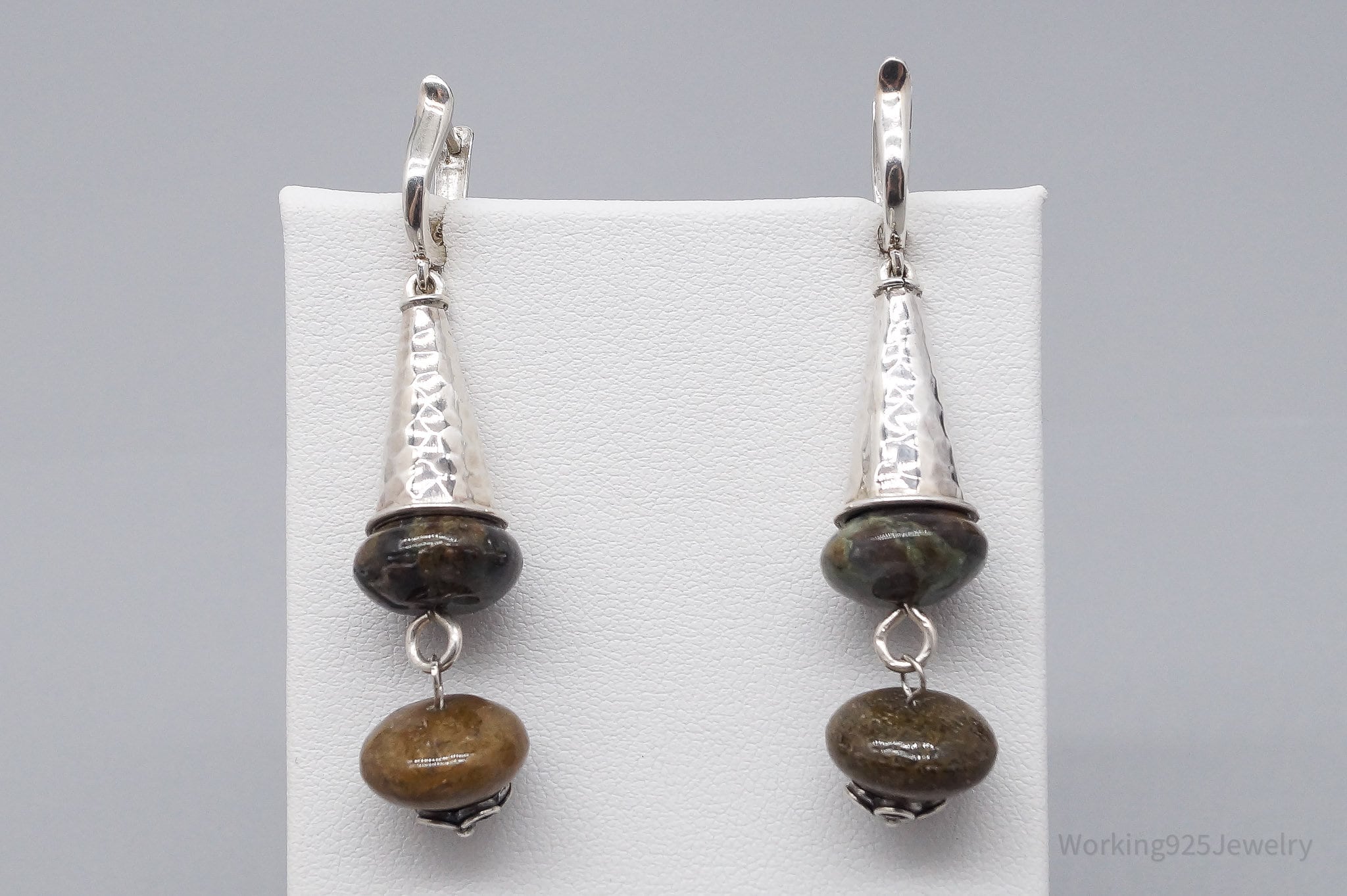 Vintage Jasper Sterling Silver Earrings