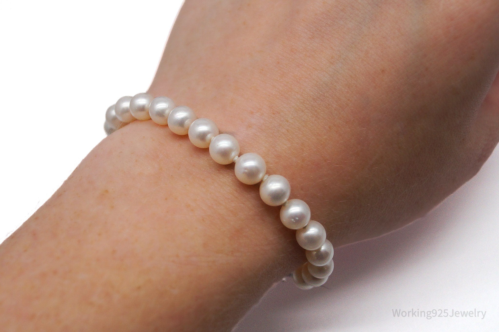 Vintage Pearl 14K White Gold Bracelet - 7 5/8"