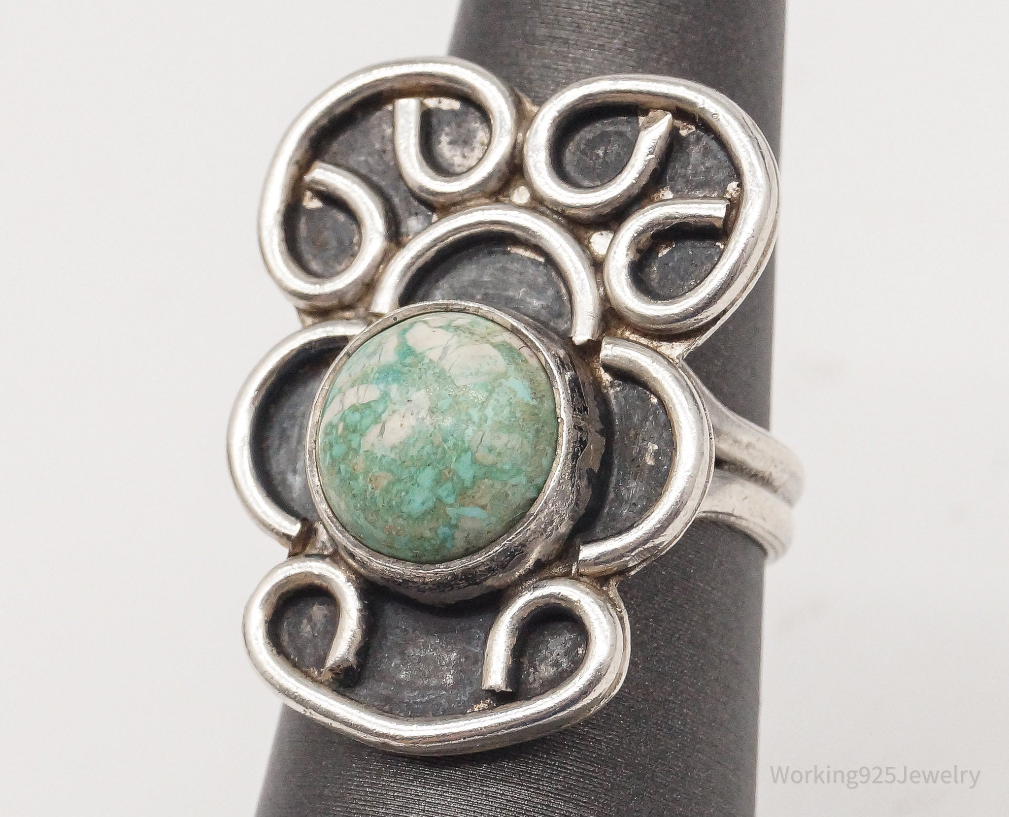 Vintage Native American Turquoise Sterling Silver Ring - Size 5.25