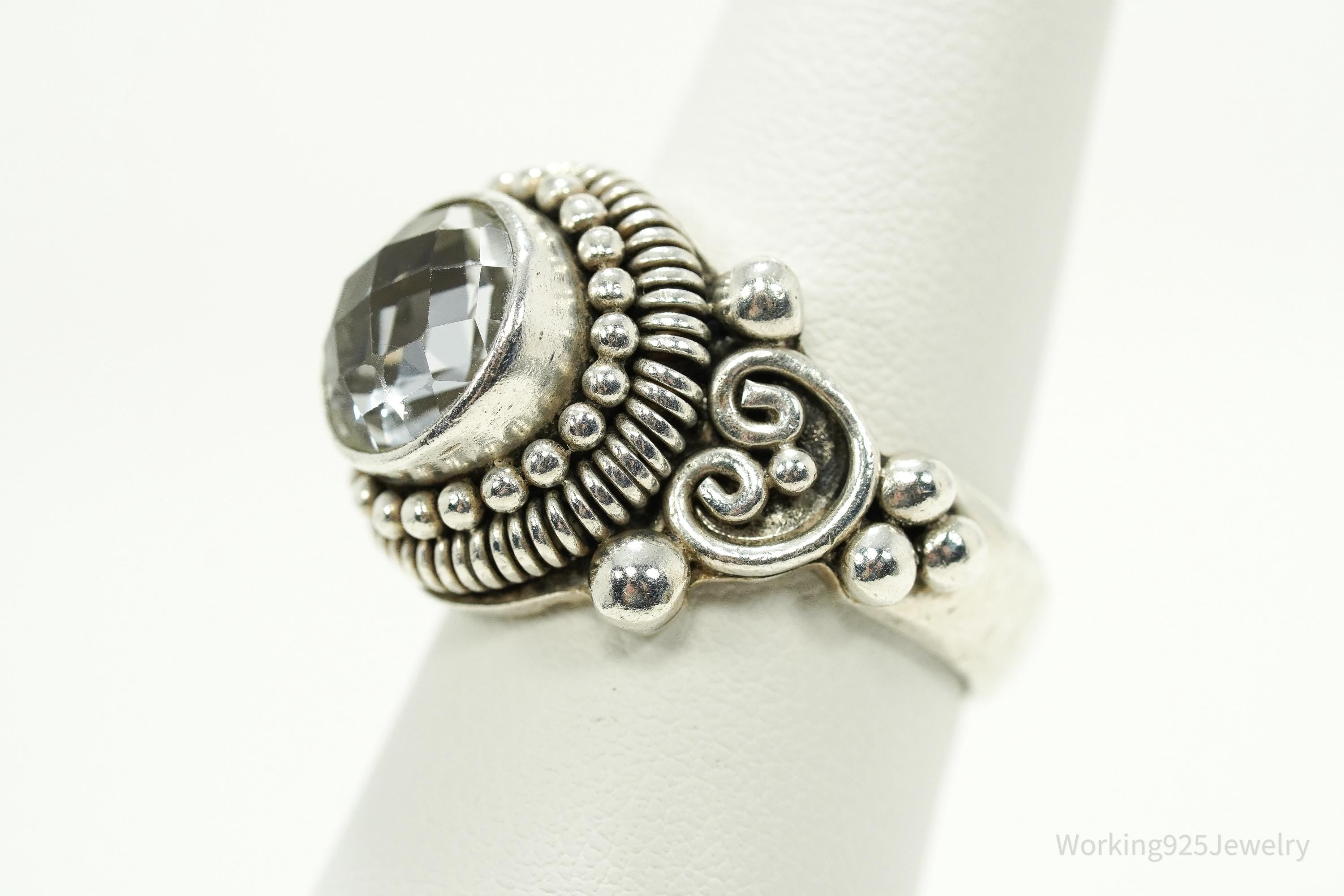 Vintage BA Suarti Crystal Sterling Silver Ring Size 7.25