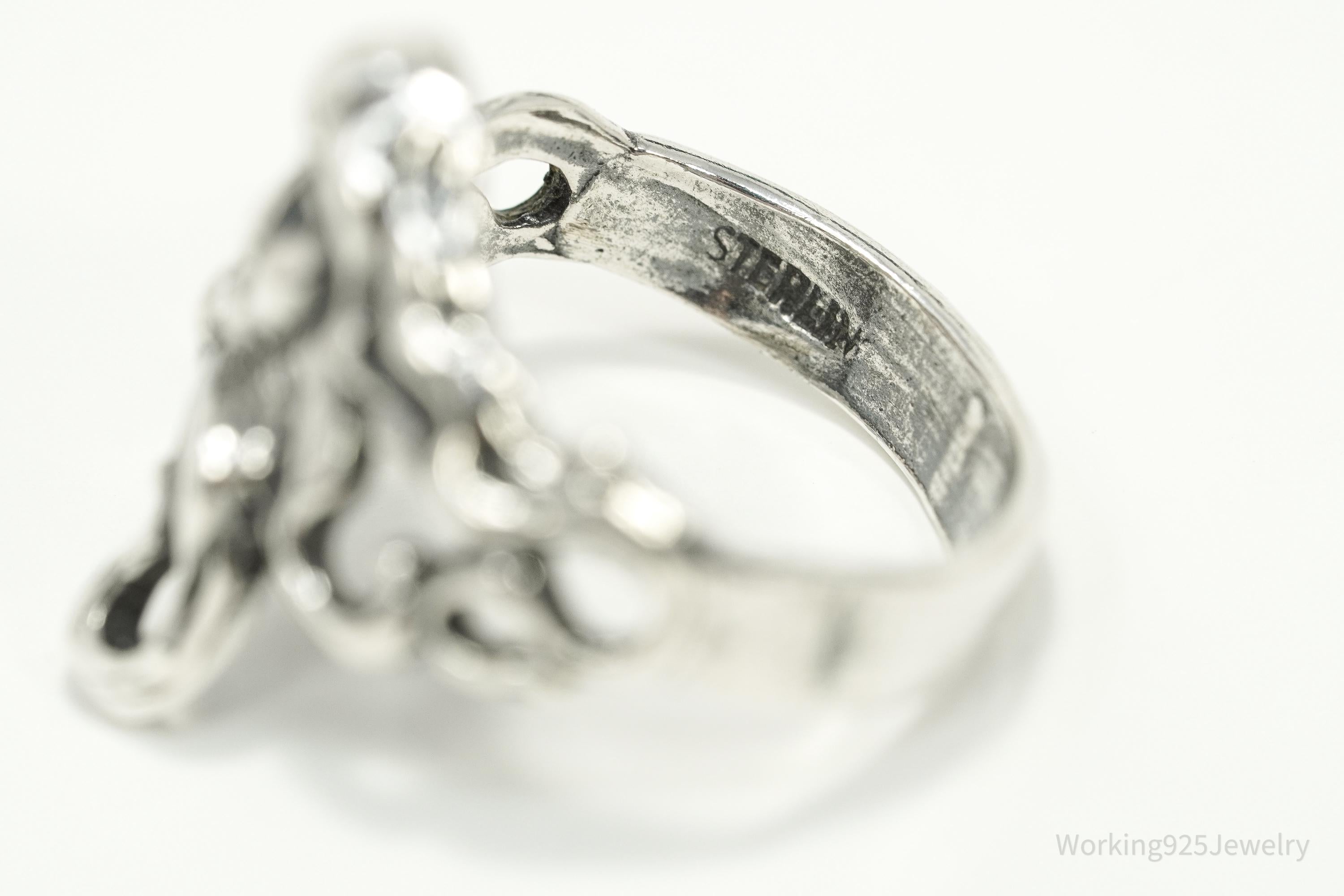 ATQ VTG Art Nouveau Woman Sterling Silver Ring - Size 8.25