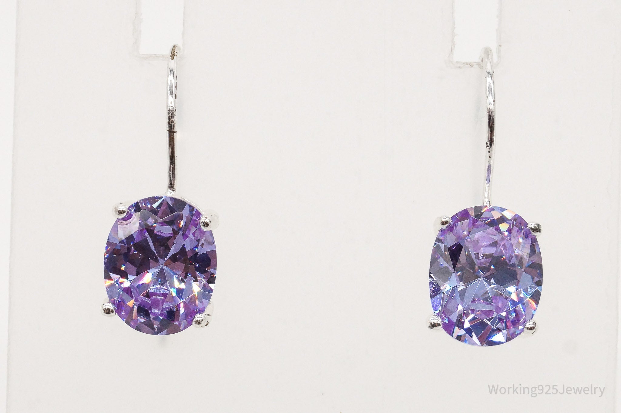 Vintage Purple Cubic Zirconia Sterling Silver Earrings