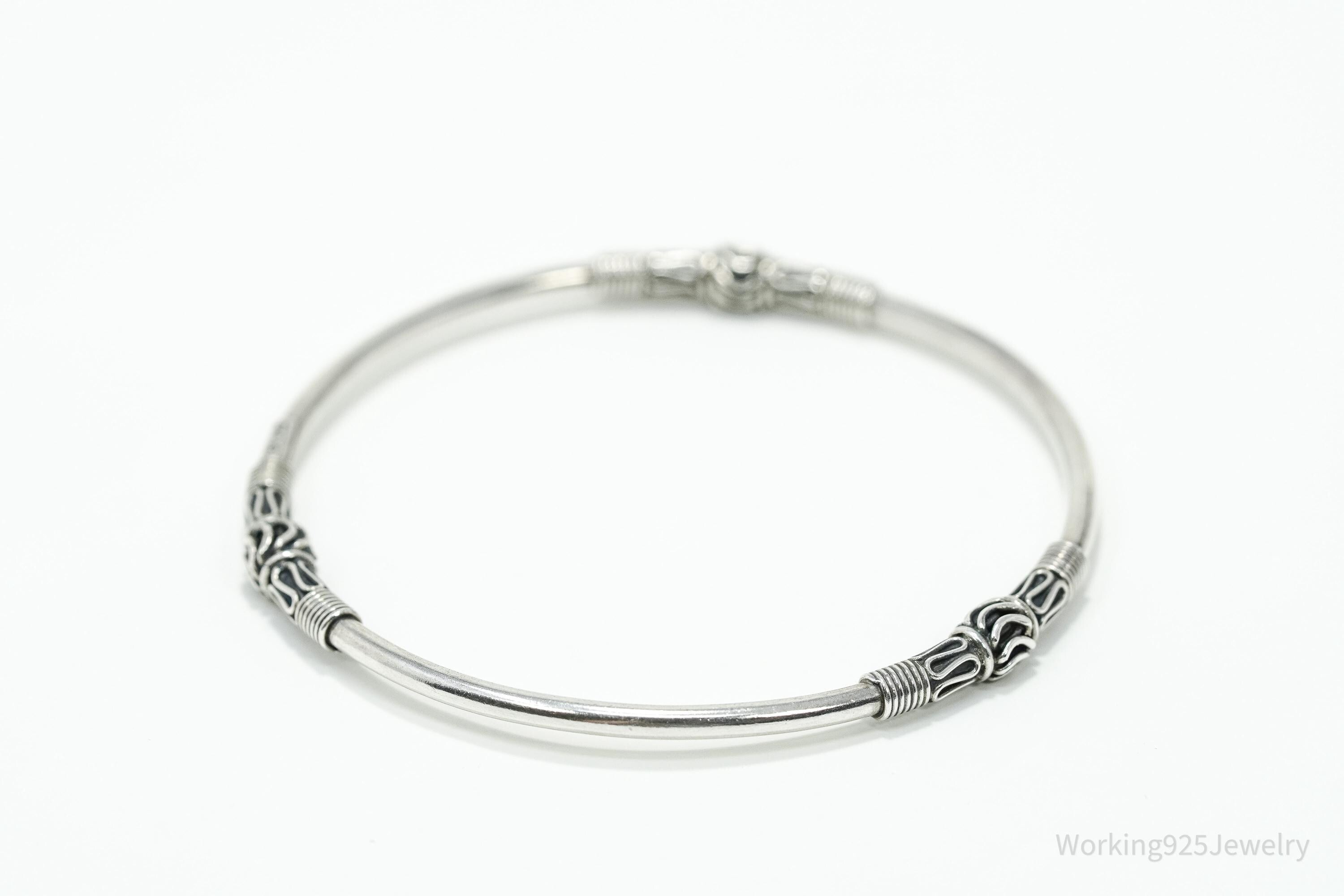 Vintage Designer BA Suarti Sterling Silver Bangle Bracelet 7 7/8"