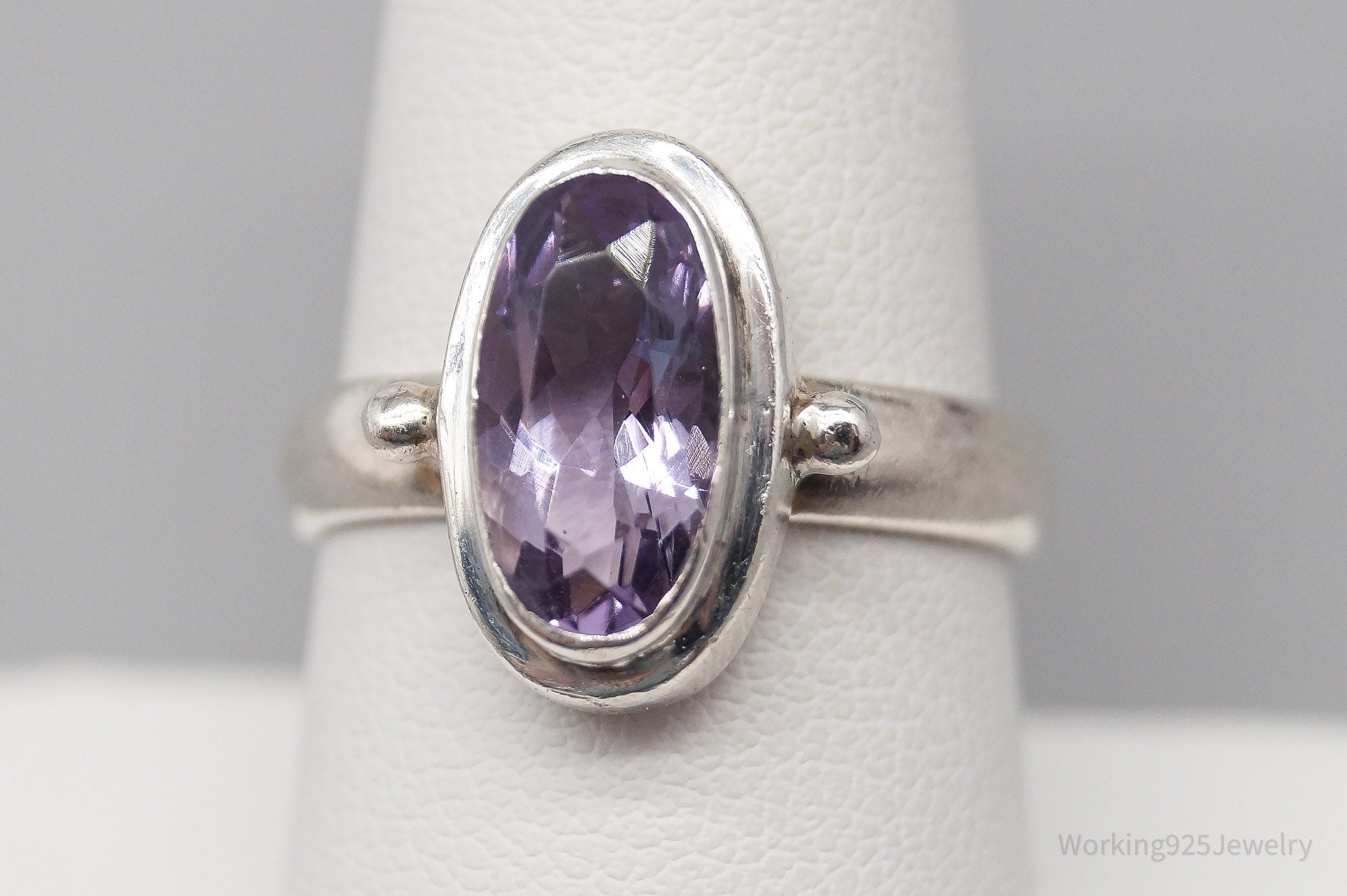 Vintage R & G Amethyst Sterling Silver Ring - Size 8.5