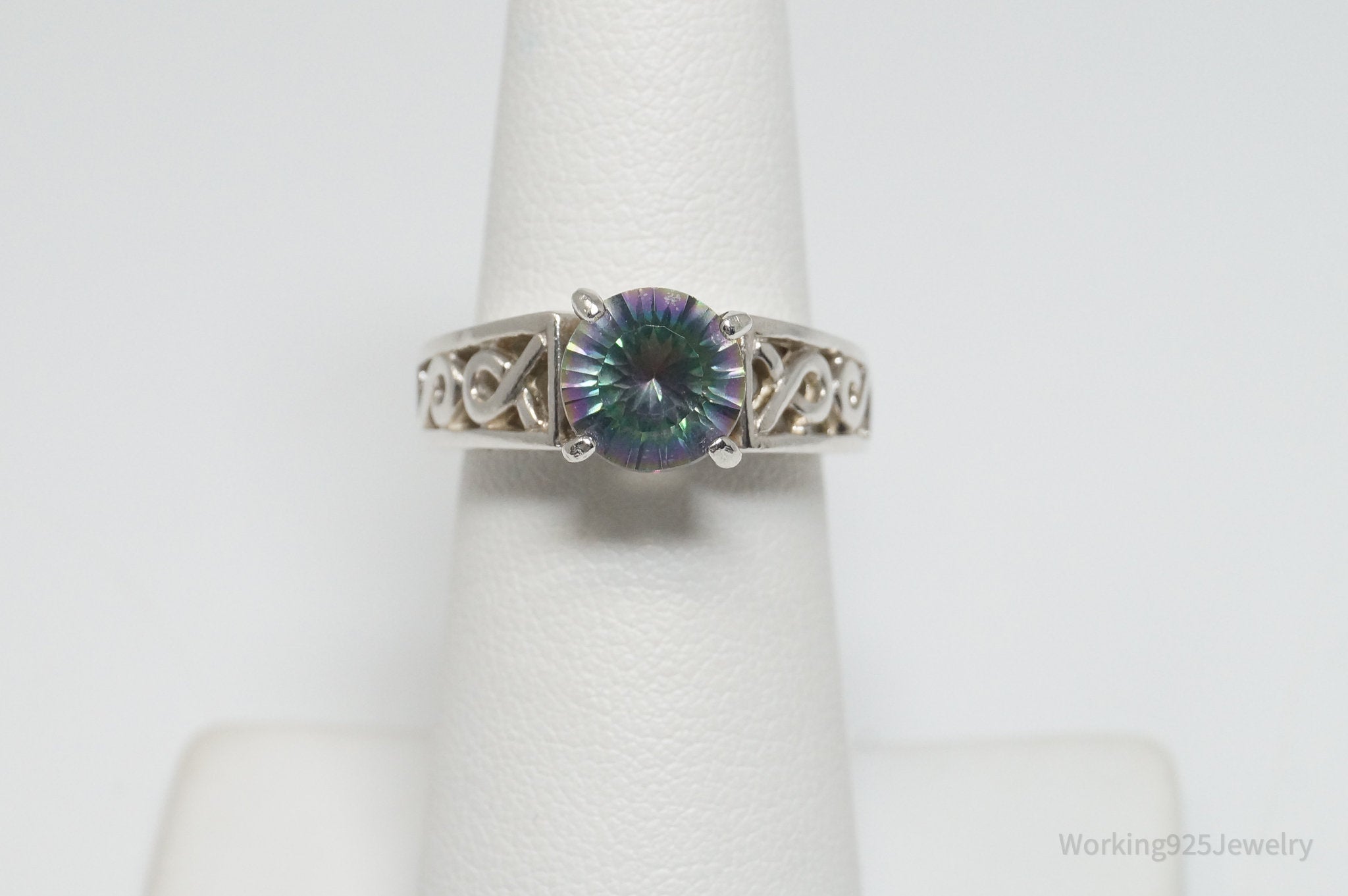 Vintage Mystic Topaz Sterling Silver Ring - Size 5.75