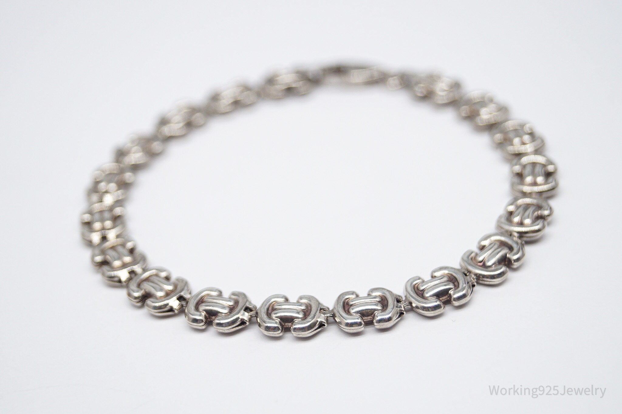 Vintage Italian Designer Sterling Silver Bracelet - 7 3/8"