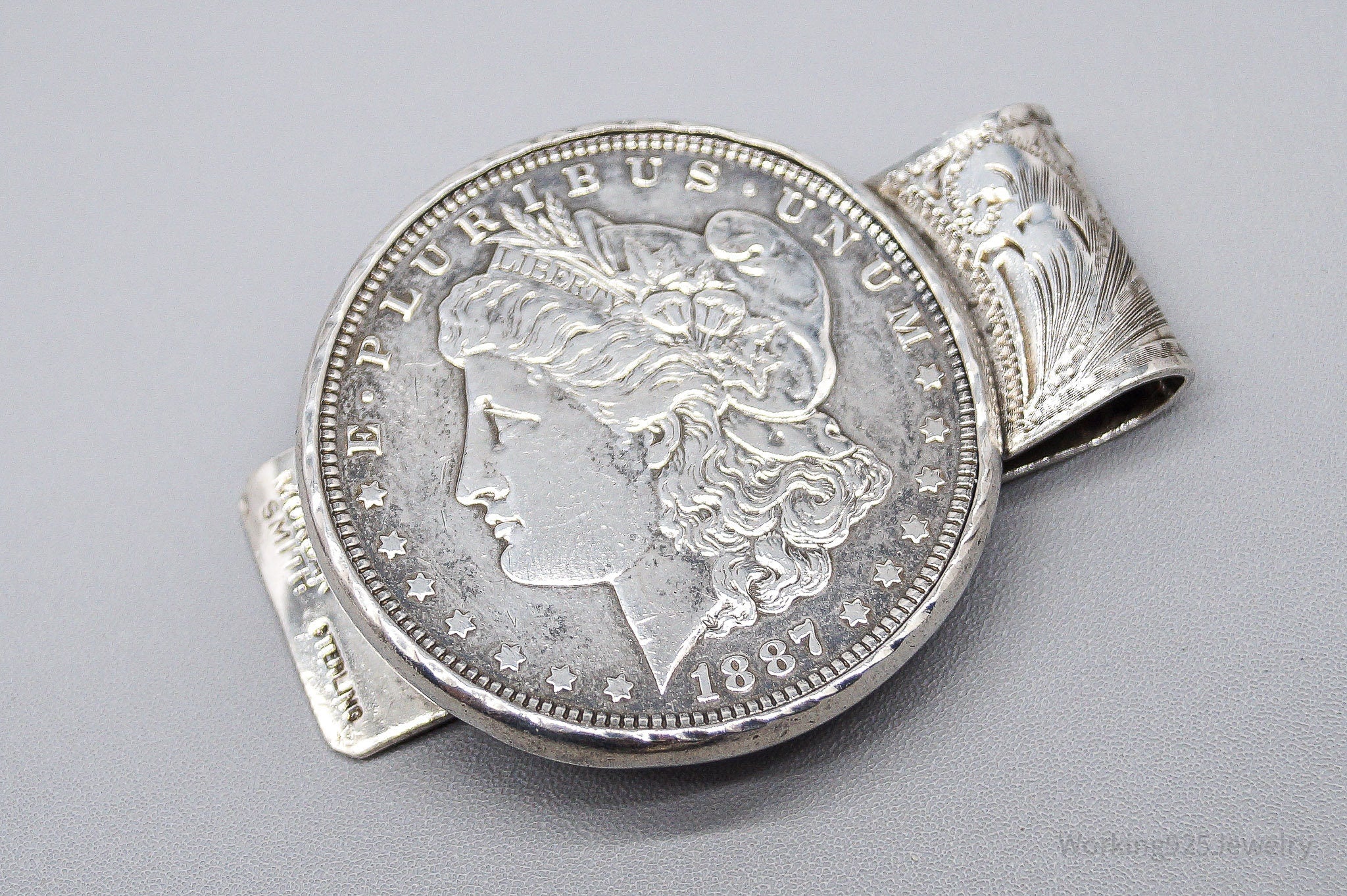 Antique 1887 Morgan Silver Dollar Coin Morgan Smith Navajo Sterling Silver Money Clip