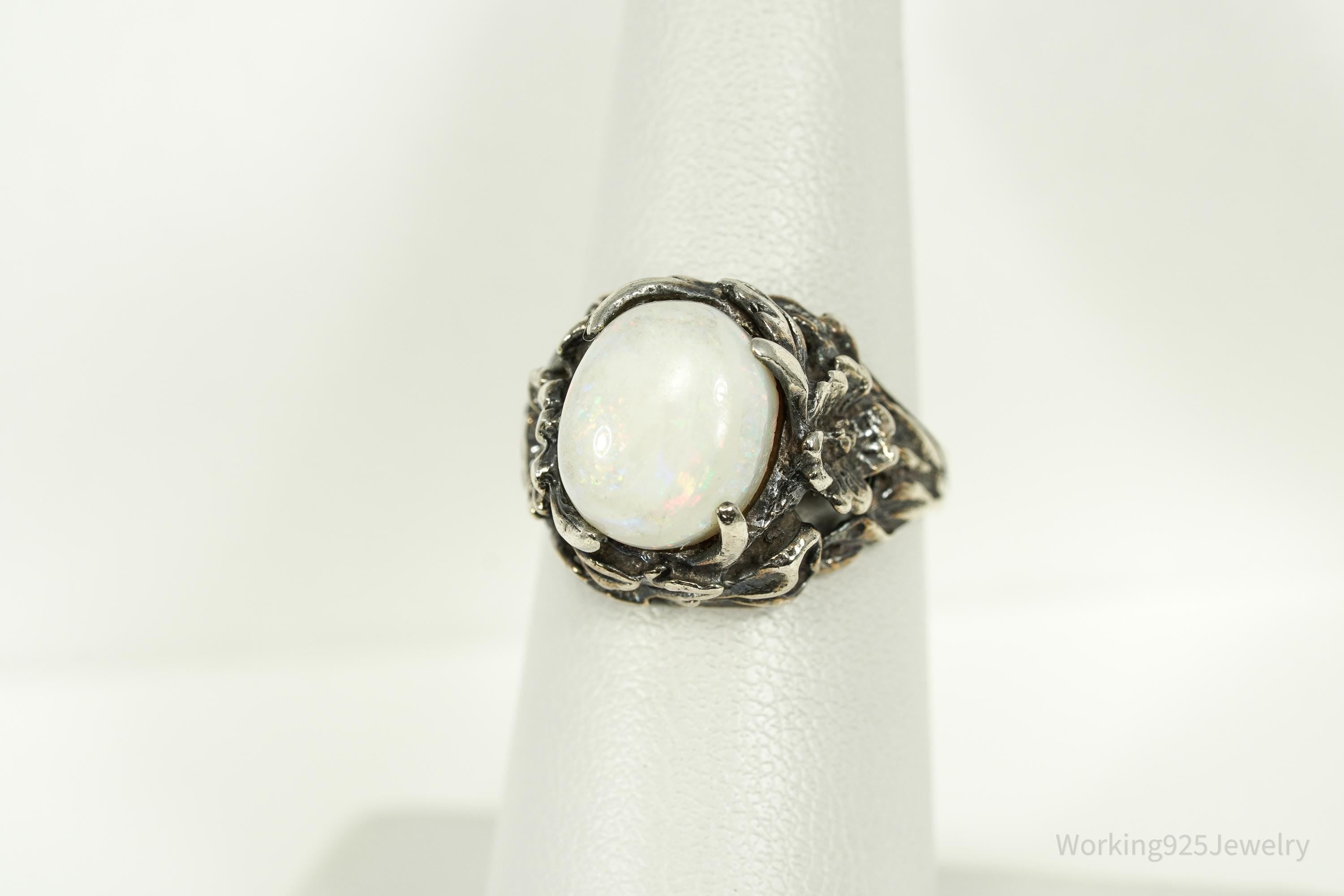 Vintage Opal Sterling Silver Ring - Size 6.25