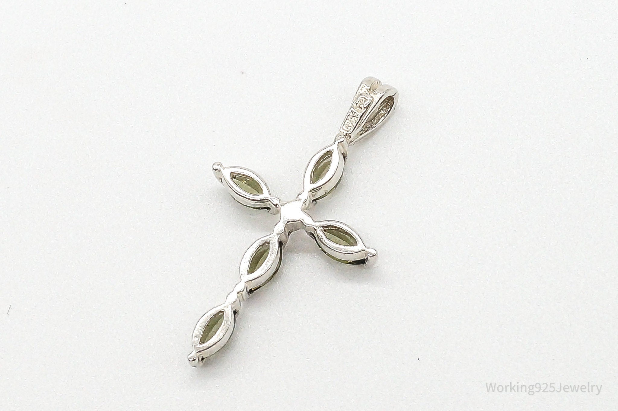 Vintage Peridot Cross Sterling Silver Pendant