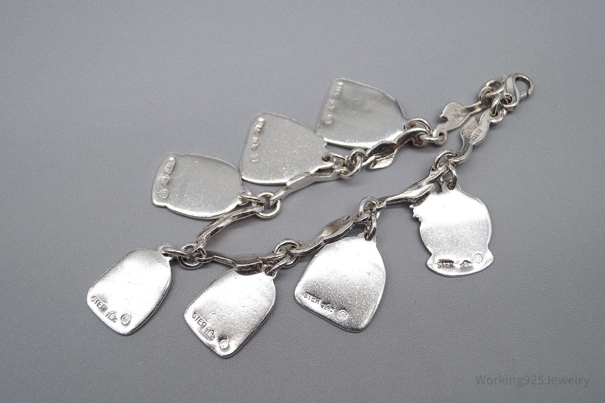 Jeep Collins Bible Study Charms Vines Sterling Silver Bracelet - 6 7/8"