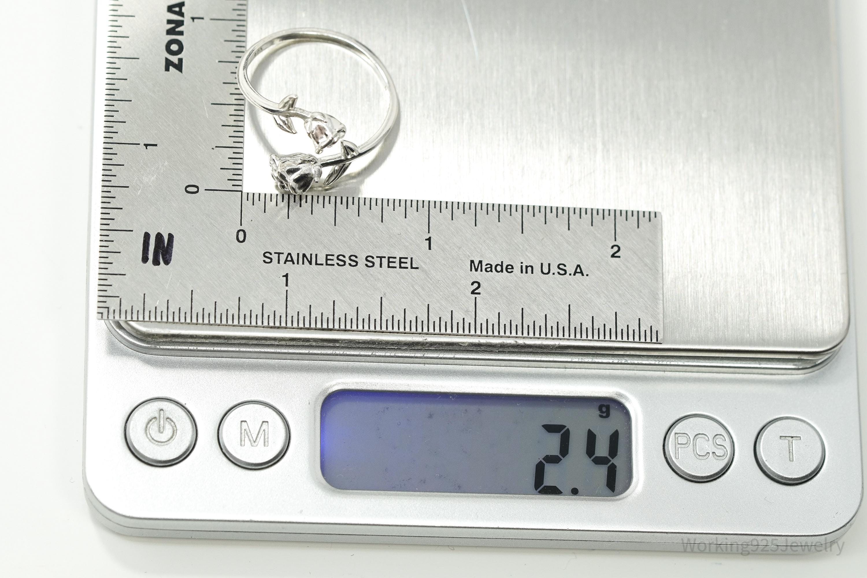 Vintage NVC Wrapping Roses Sterling Silver Ring - Size 10