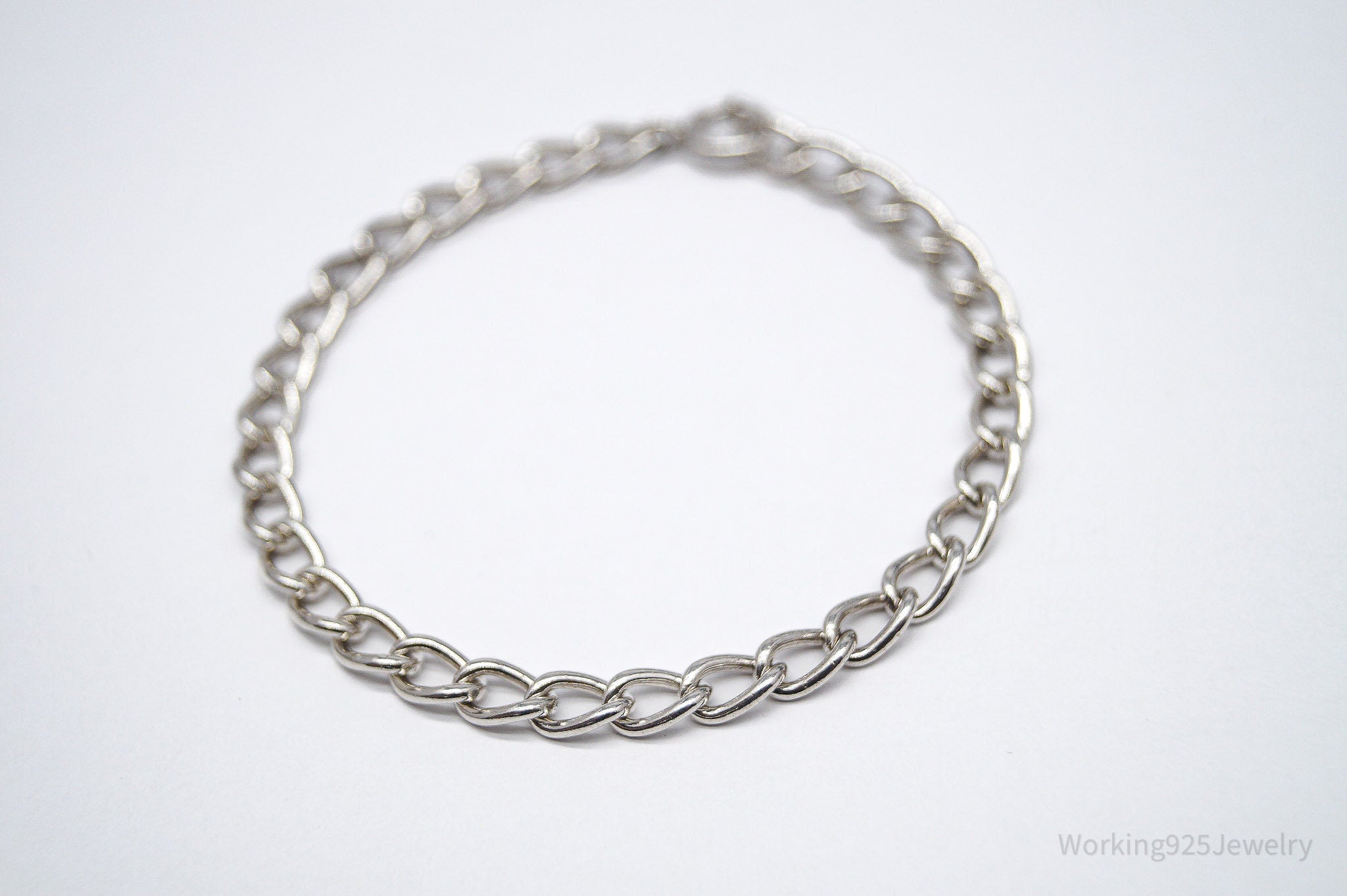 Antique Silver Chain Link Bracelet 7 1/8"