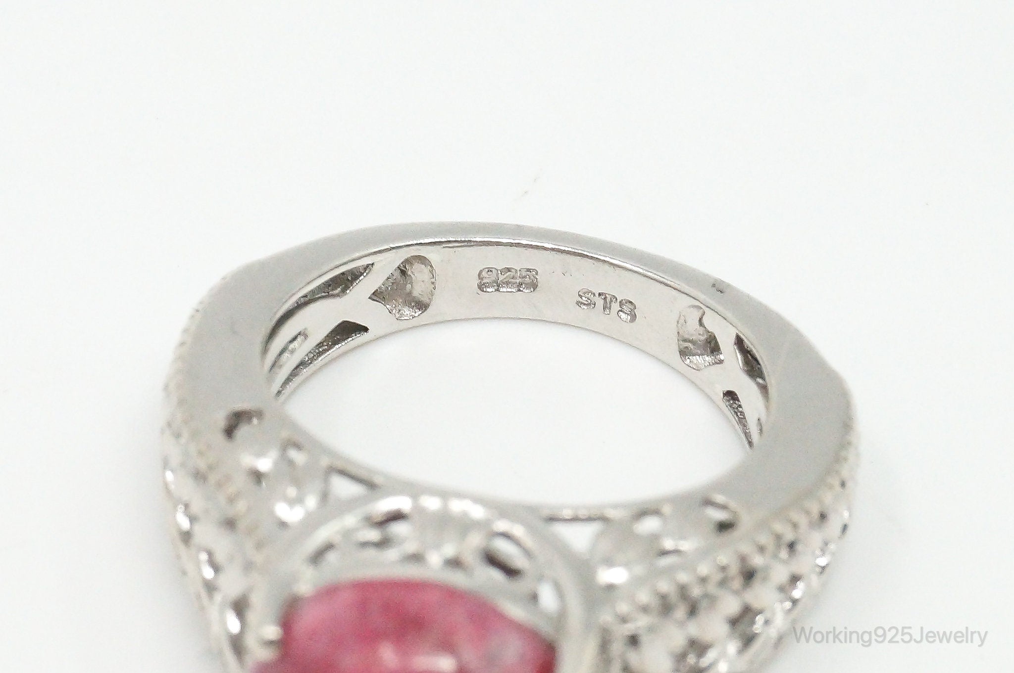 Vintage Rhodonite Sterling Silver Ring Size 5