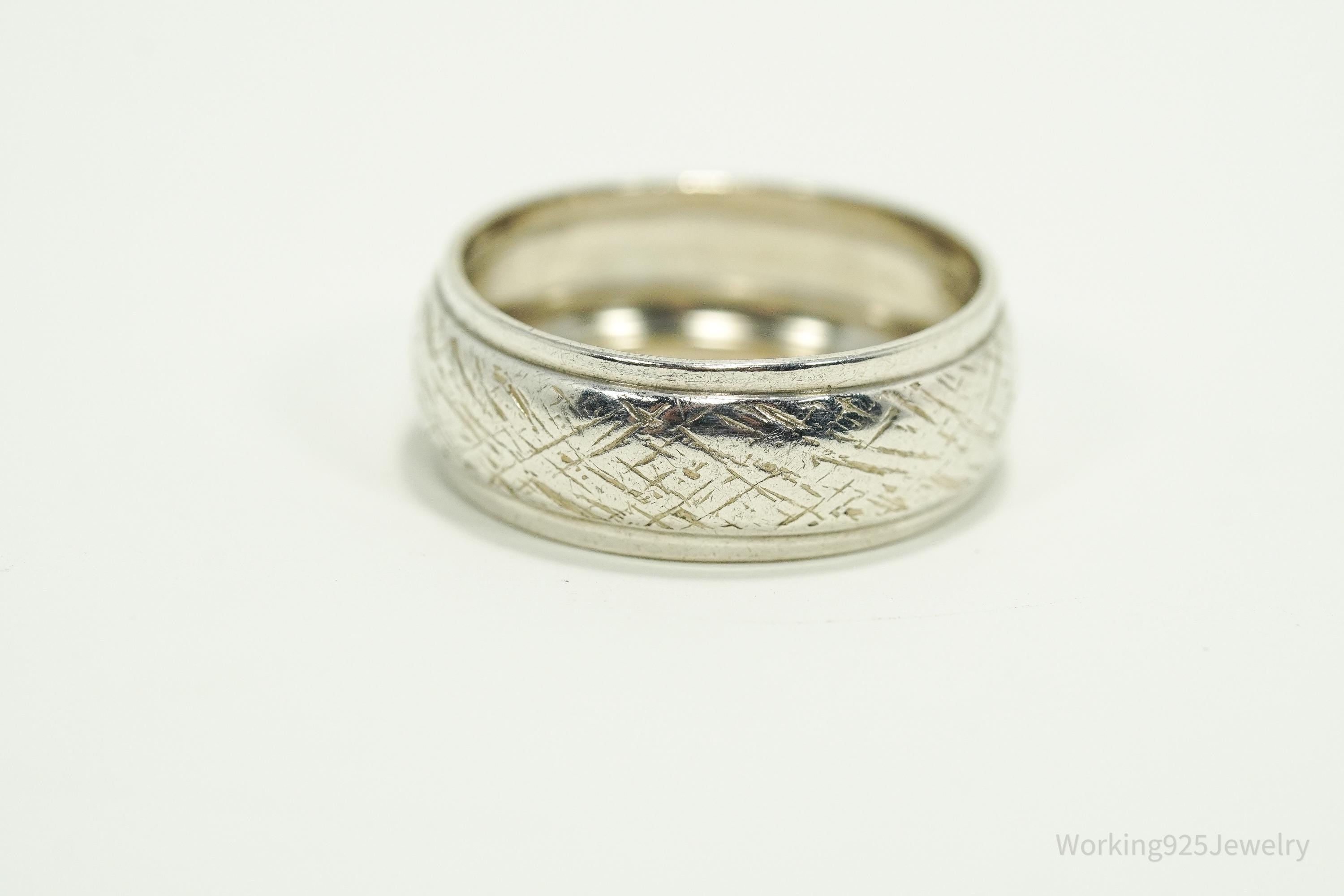 Antique Designer Sterling Silver Band Ring - Size 7