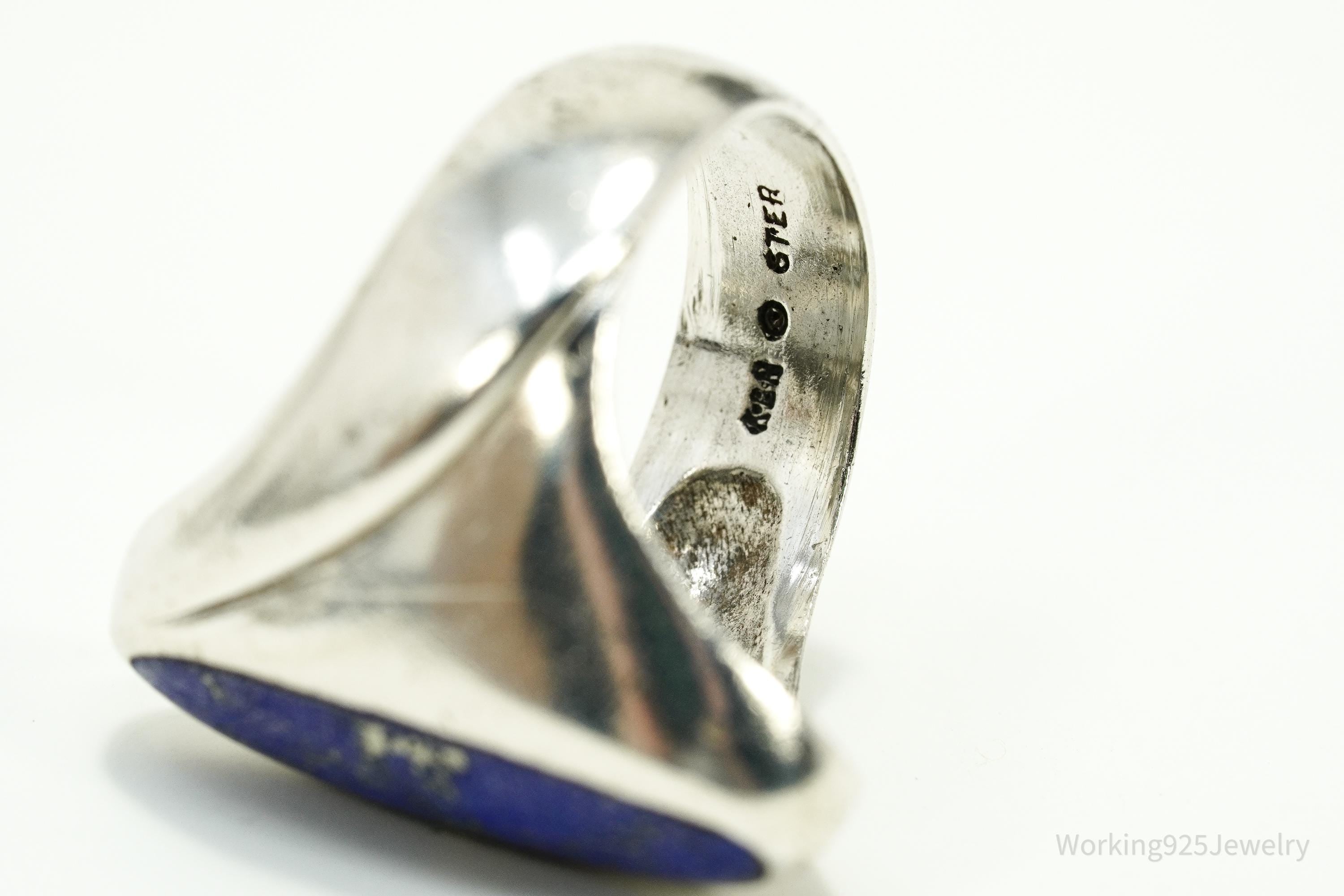 Vintage Designer Kabana KBN Lapis Lazuli Sterling Silver Ring - Size 6.25