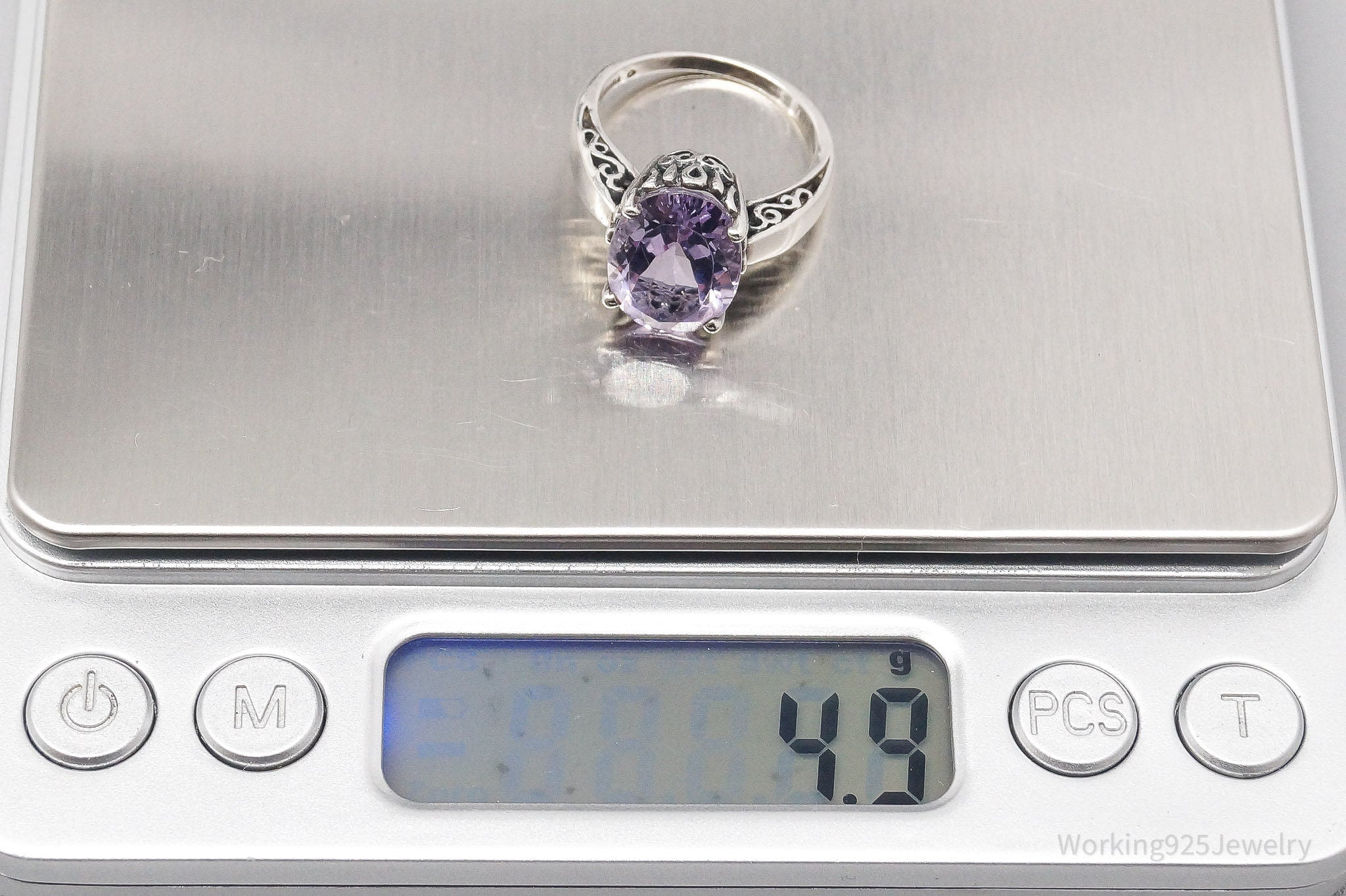 Vintage Designer KABANA Amethyst Sterling Silver Ring - Size 6.75