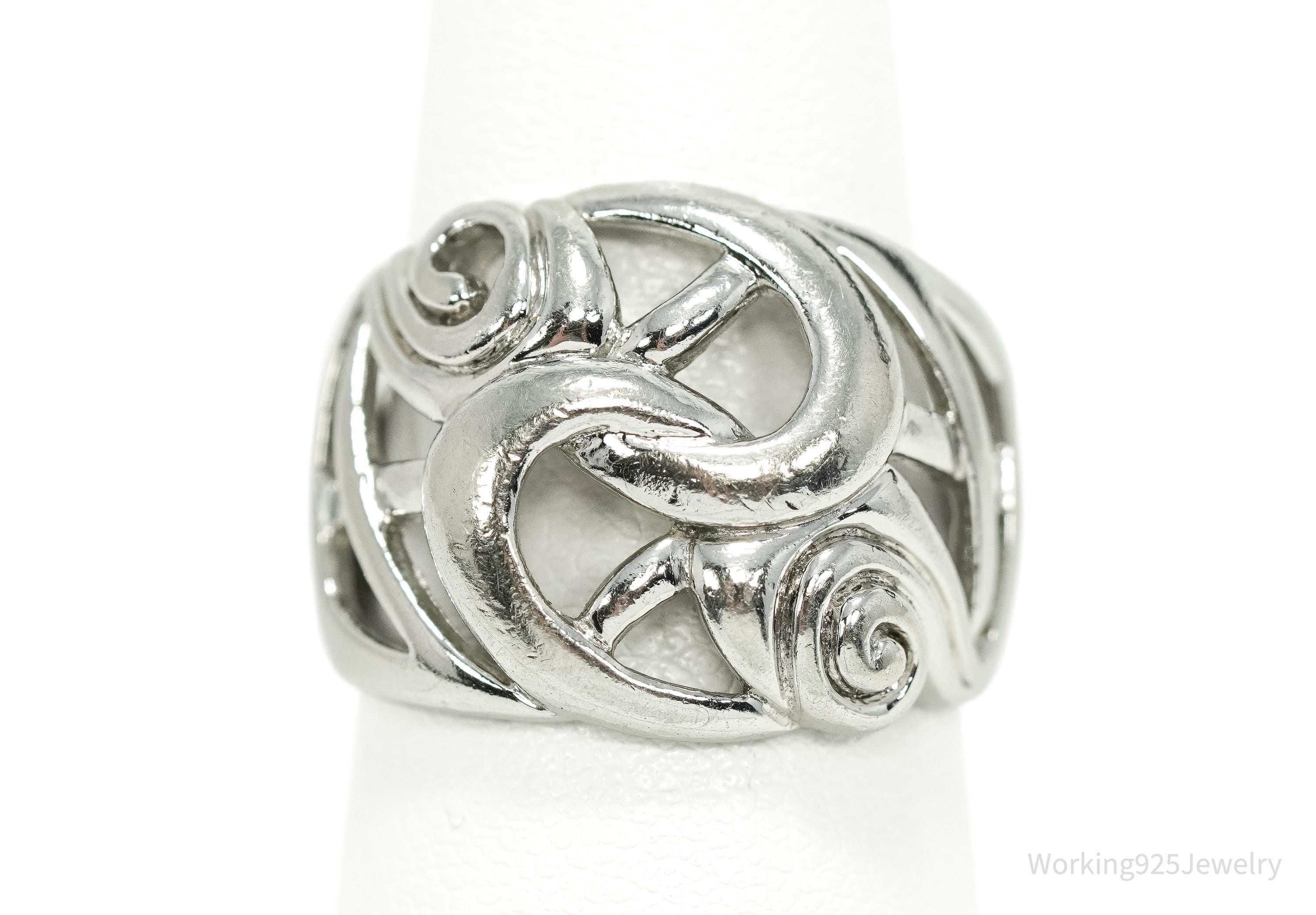 Vintage Ross Simons Art Deco Style Sterling Silver Band Ring - Size 7