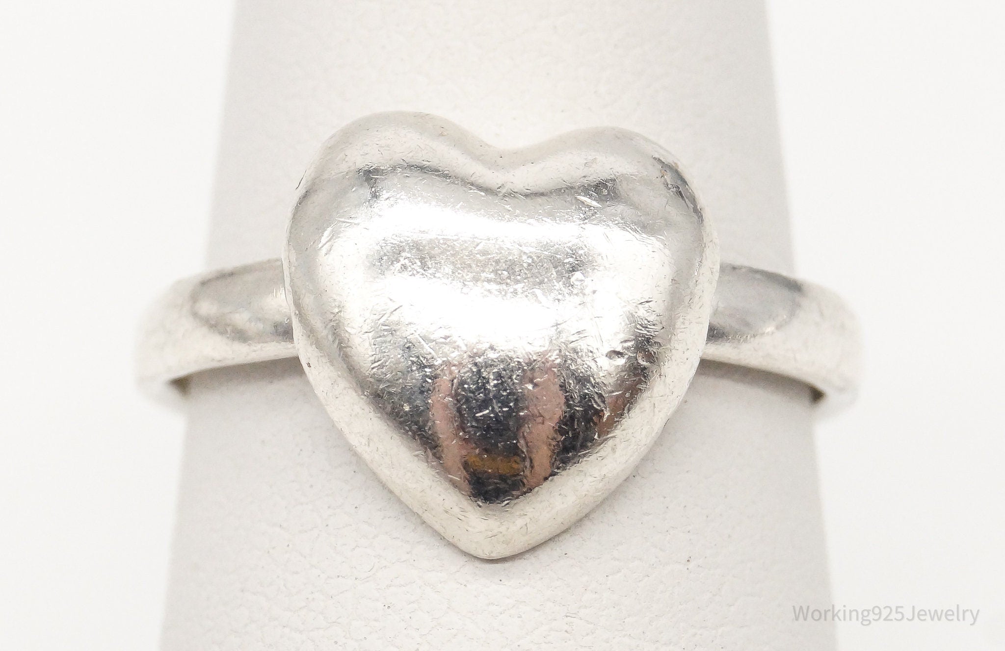 Vintage Sliding Heart Sterling Silver Ring - Size 6.5