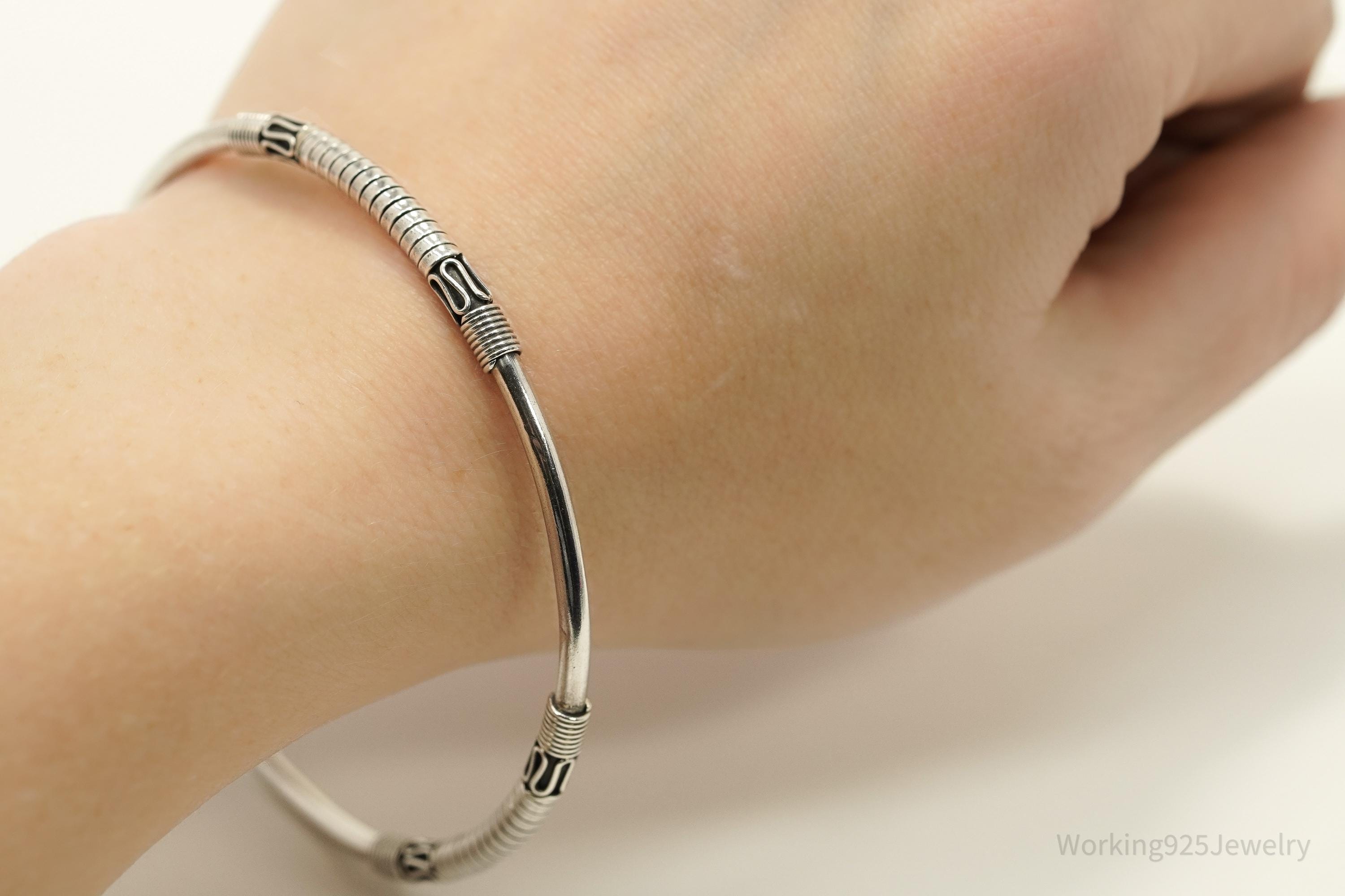 Vintage Designer BA Suarti Sterling Silver Bangle Bracelet 7 7/8"