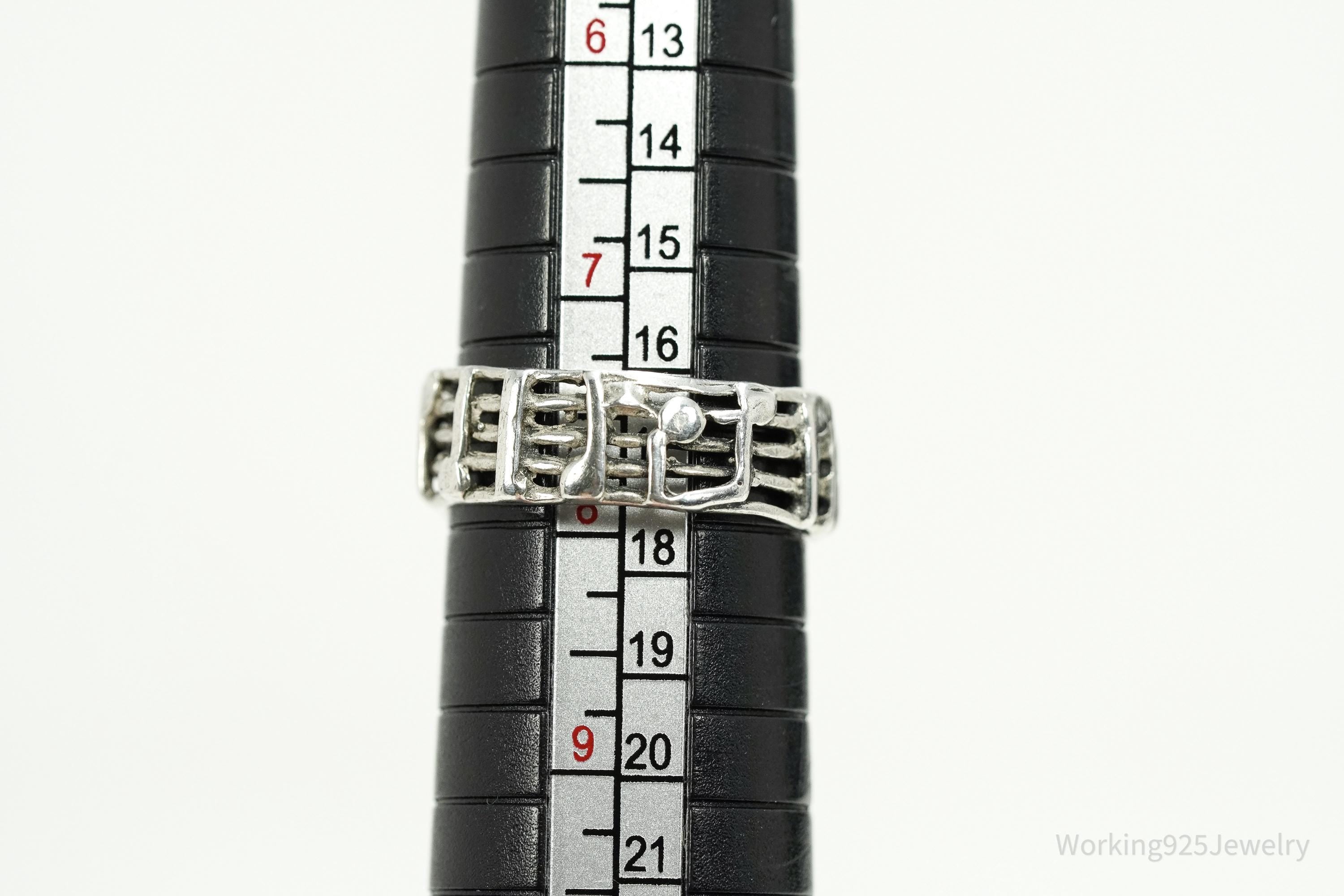 Vintage Melody Music Note Sterling Silver Band Ring SZ 7.75