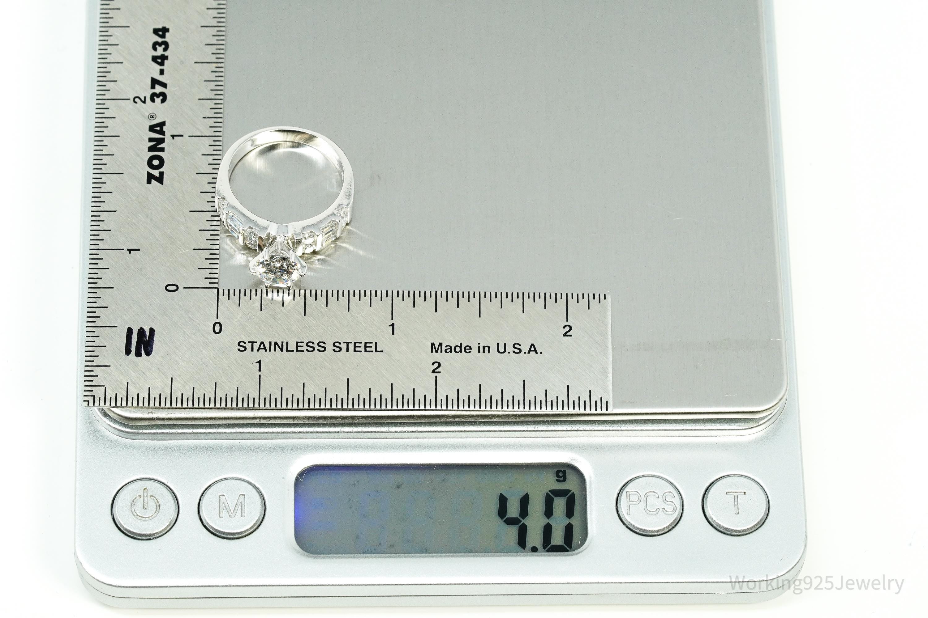 Vintage Diamonique Cubic Zirconia Sterling Silver Ring Size 6.25