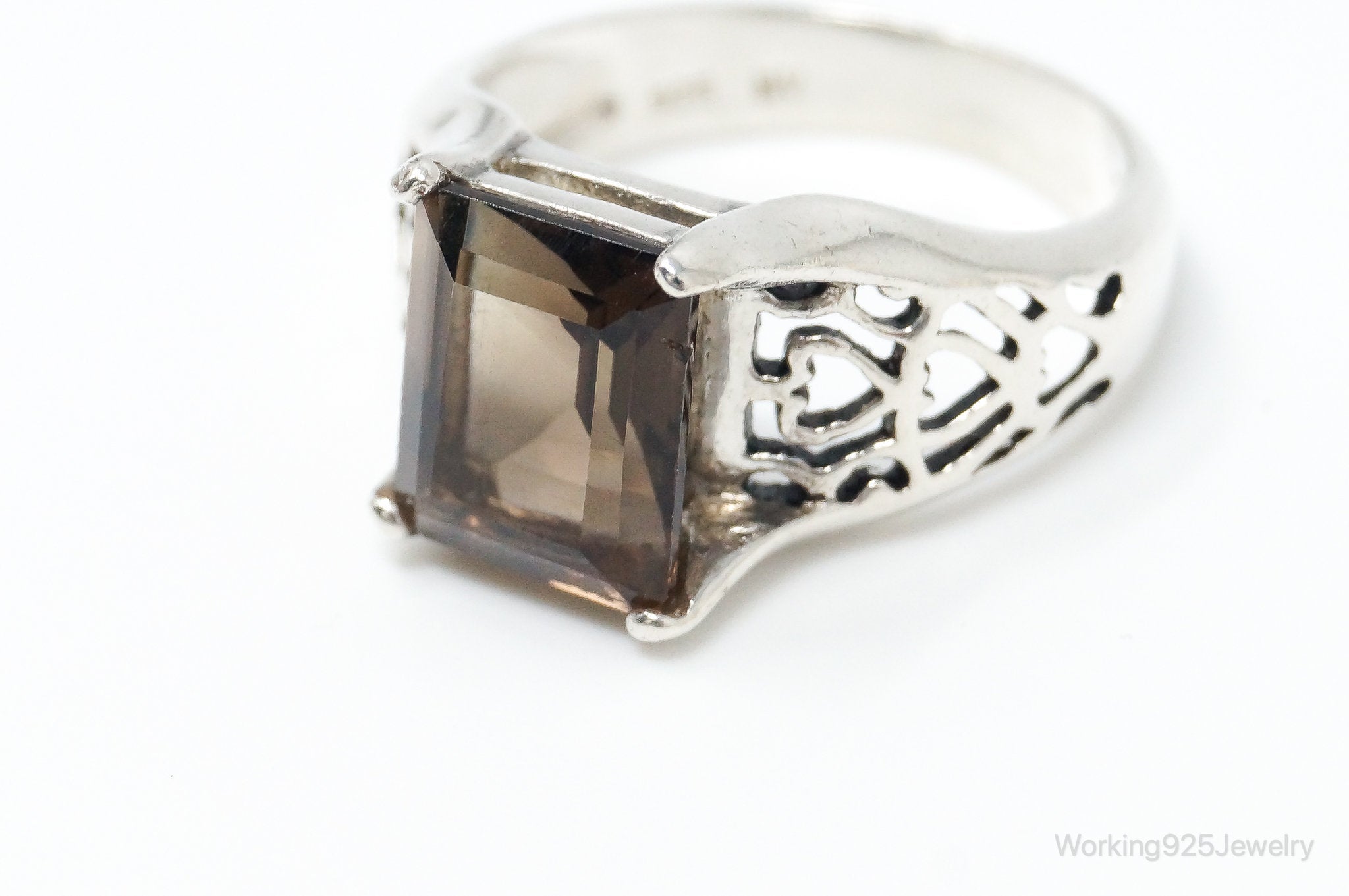 Vintage Smoky Topaz Sterling Silver Ring - Size 7