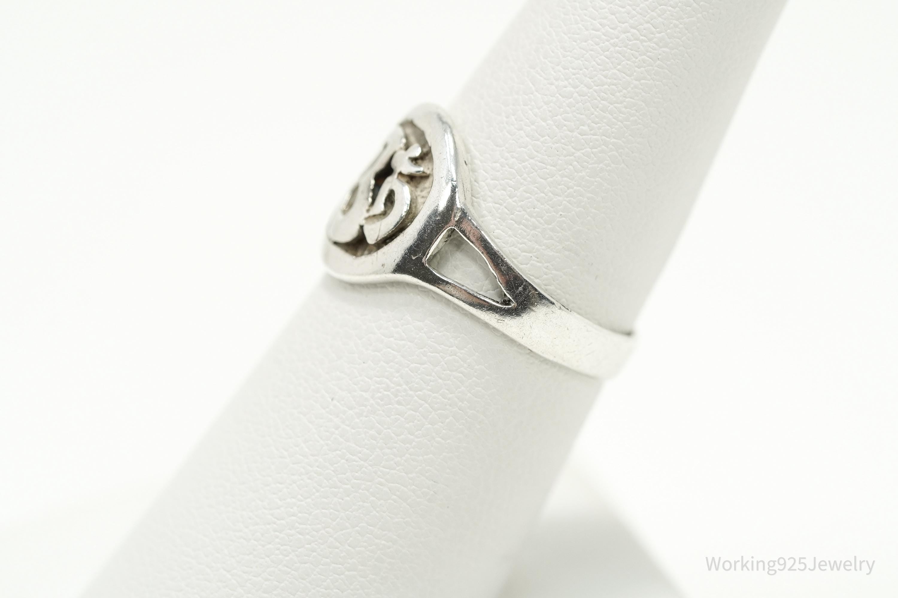 Vintage Om Symbol Sterling Silver Ring - Size 7.25
