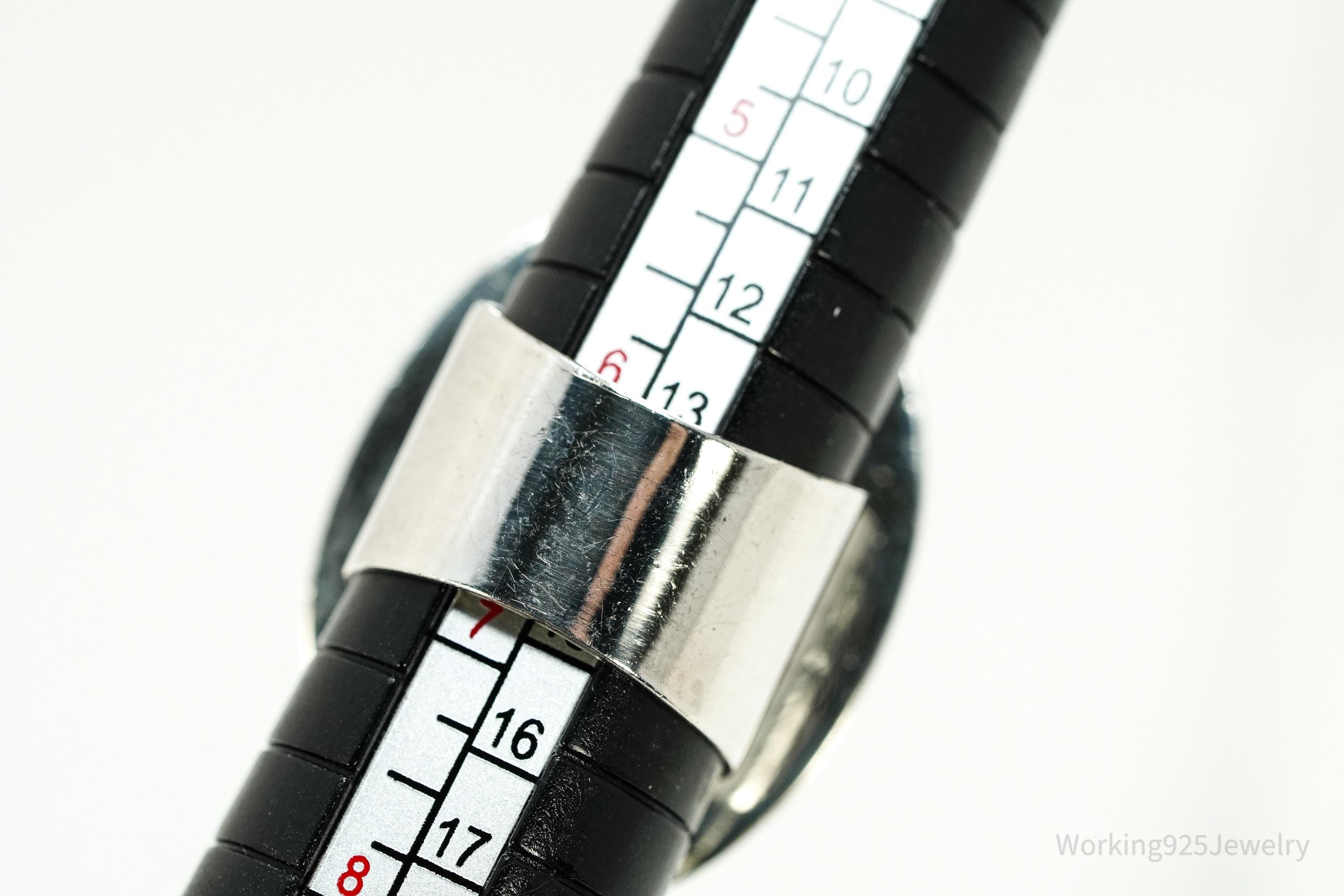 Vintage Mexico Modernist Dominique Dinouart Large Amethyst Sterling Silver Ring - Size 6.75