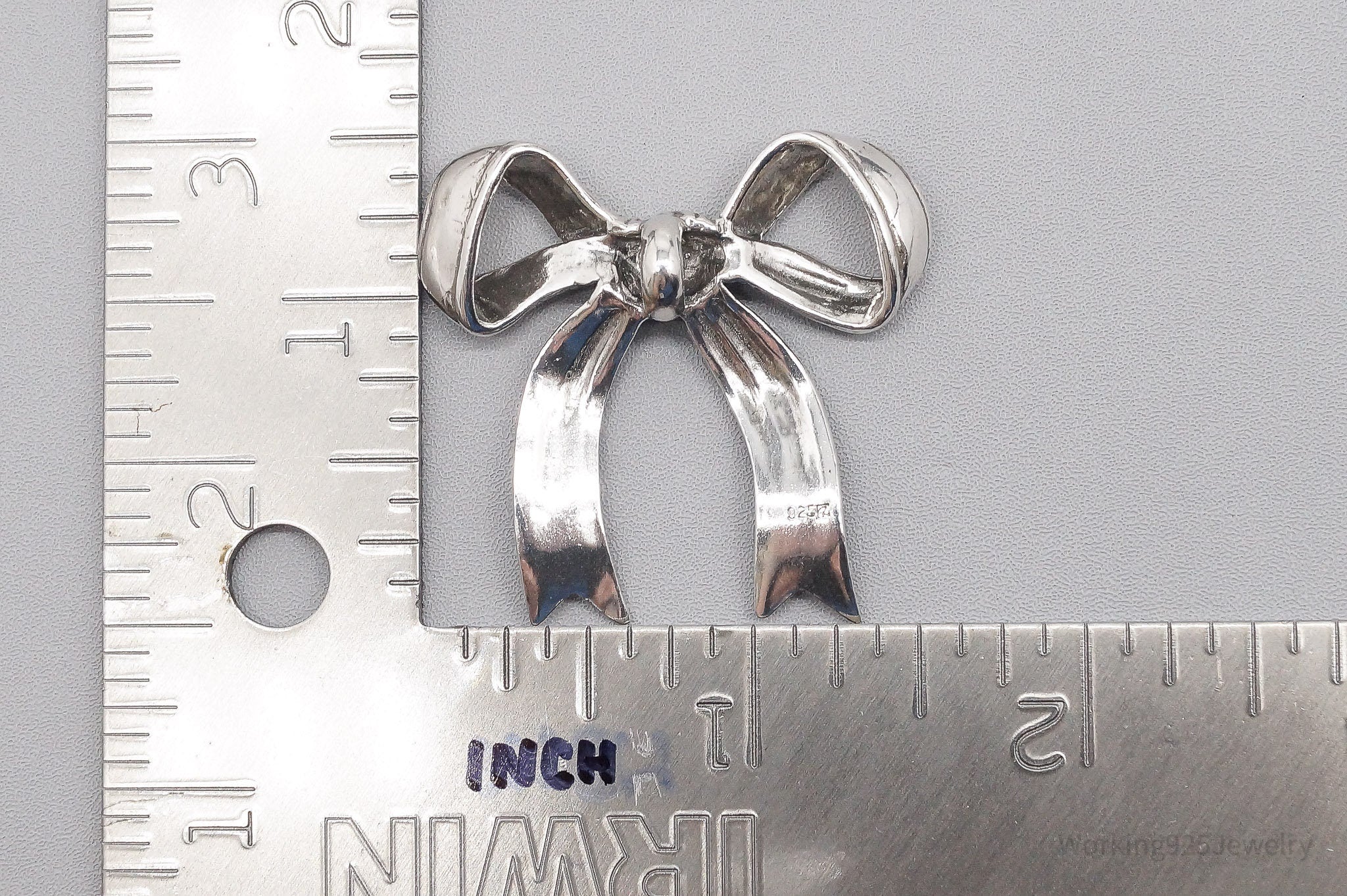 Large Vintage Sterling Silver Ribbon Bow Pendant