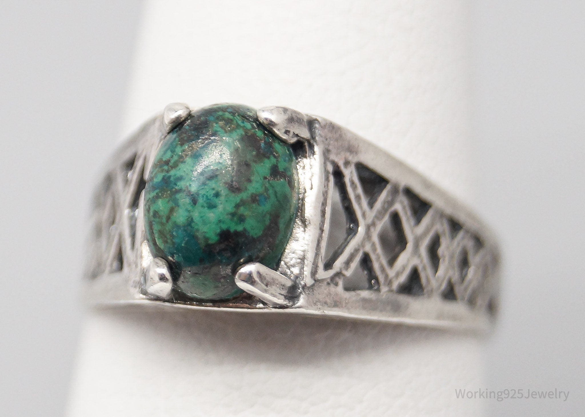 Vintage Chrysocolla Sterling Silver Ring - Size 6.75