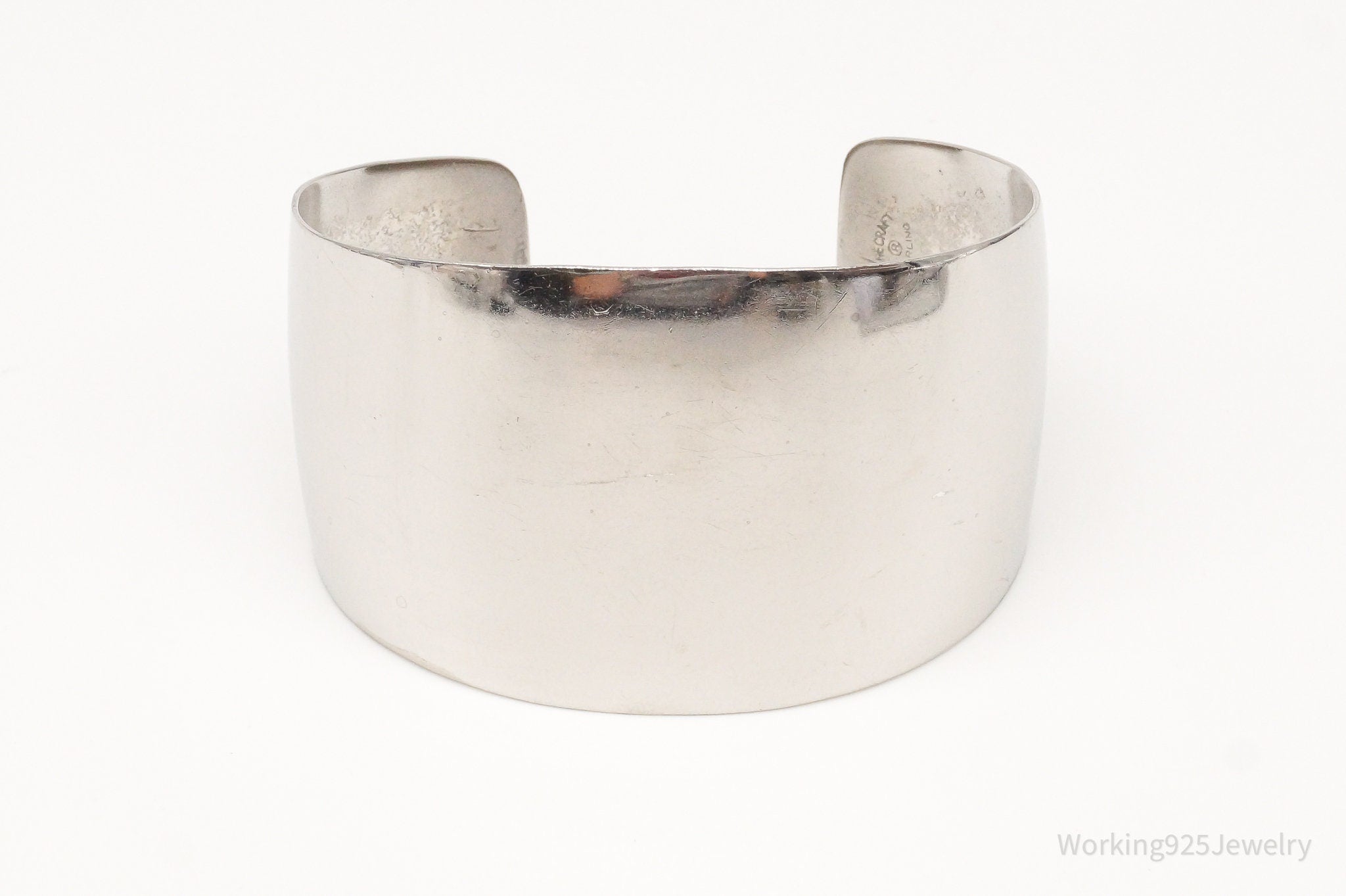Antique Designer Danecraft Sterling Silver Wide Cuff Bracelet