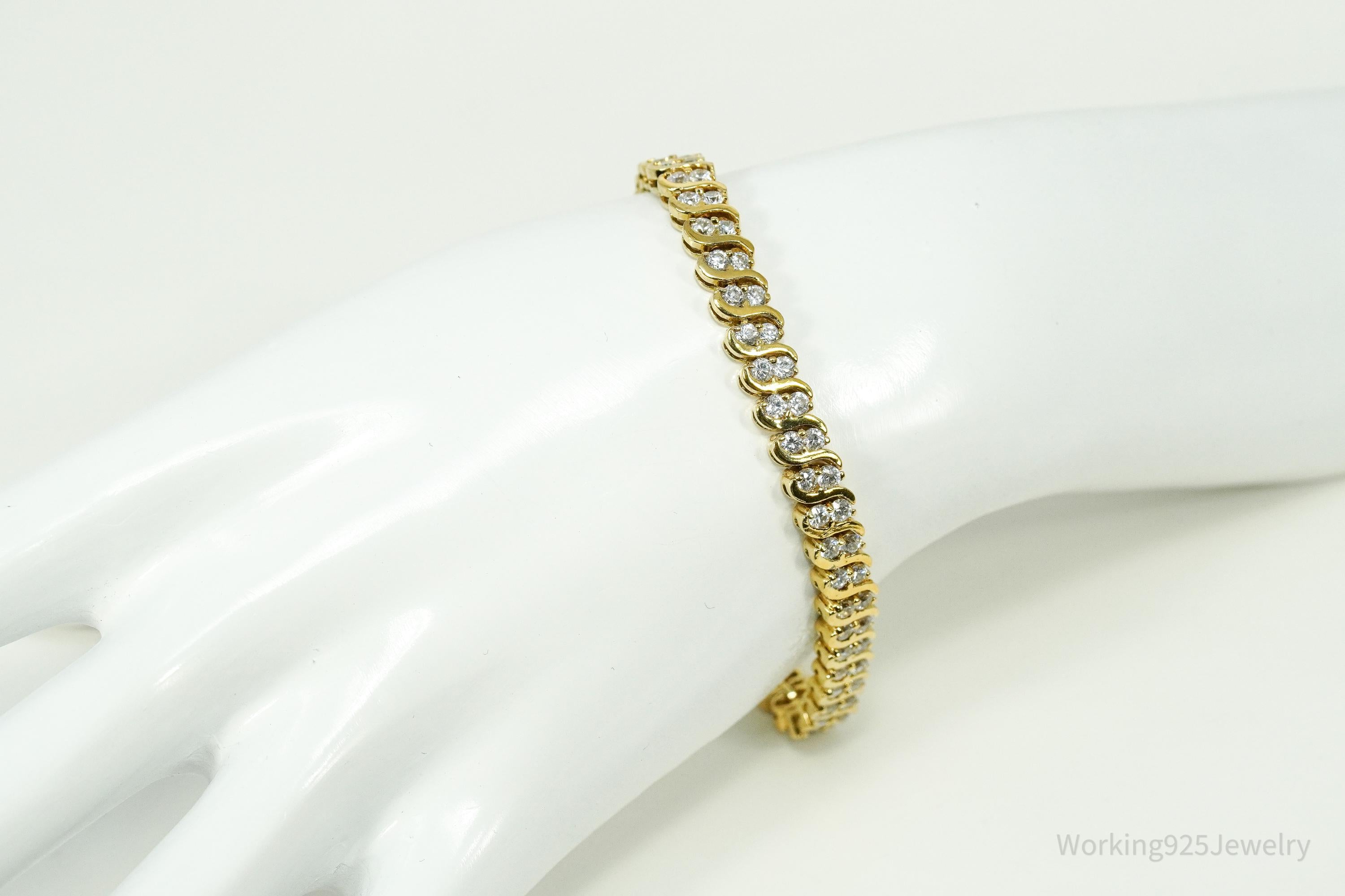 Vintage Designer DBJ Cubic Zirconia Gold Vermeil Sterling Silver Bracelet