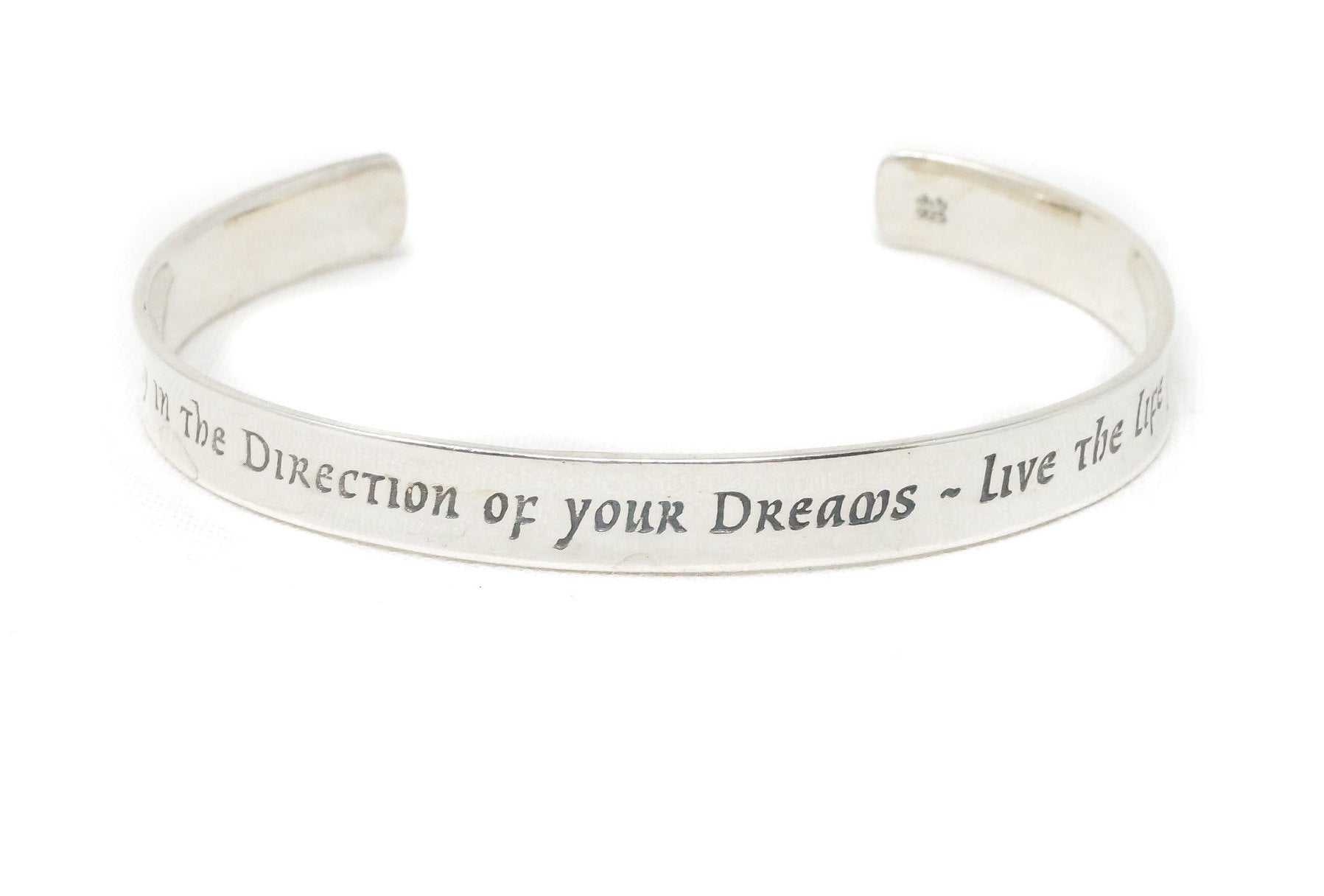 Vintage New York Designer Laurel Elliot Quote Sterling Silver Cuff Bracelet