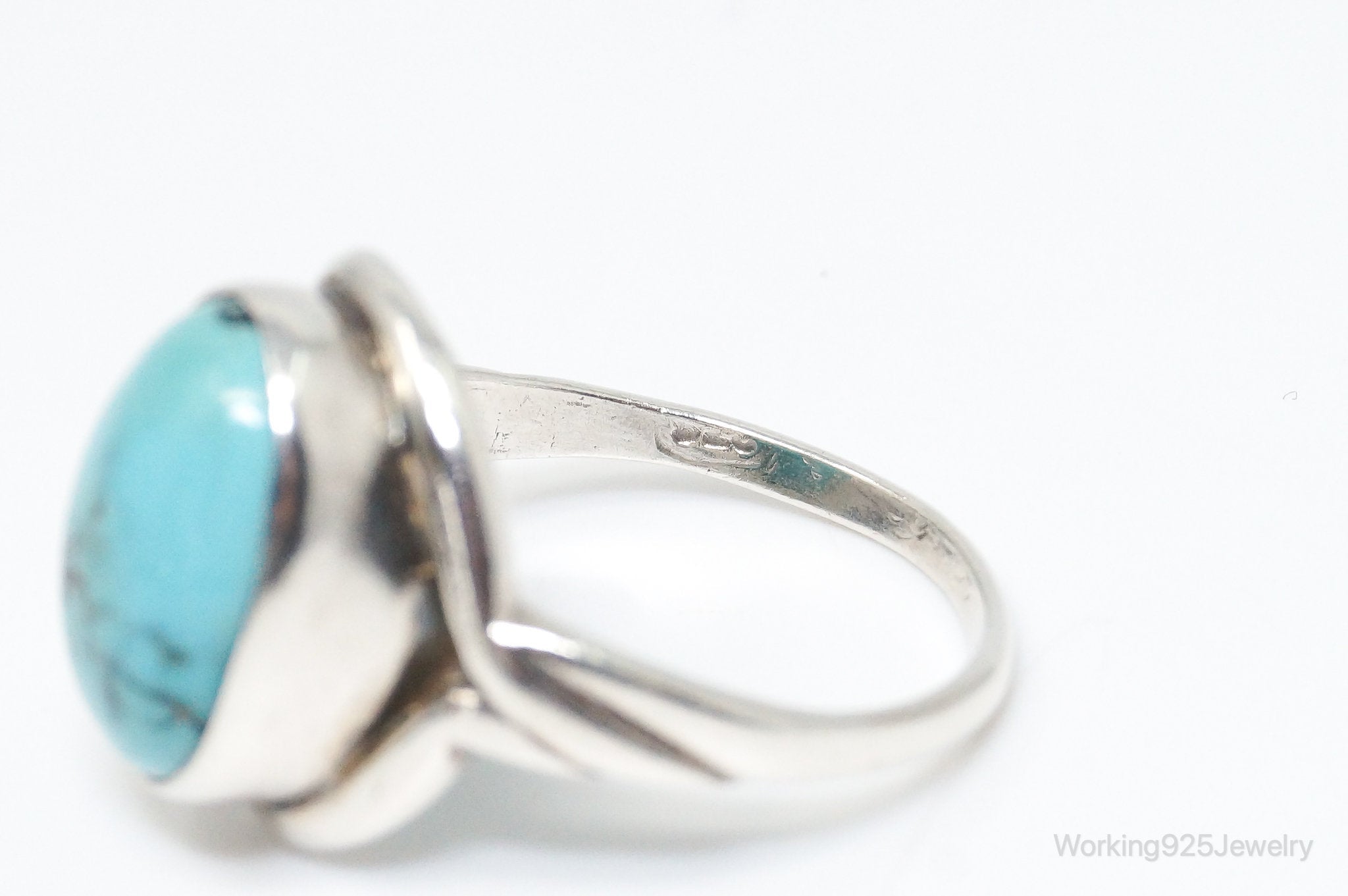 Vintage Turquoise Sterling Silver Ring - SZ 8.75