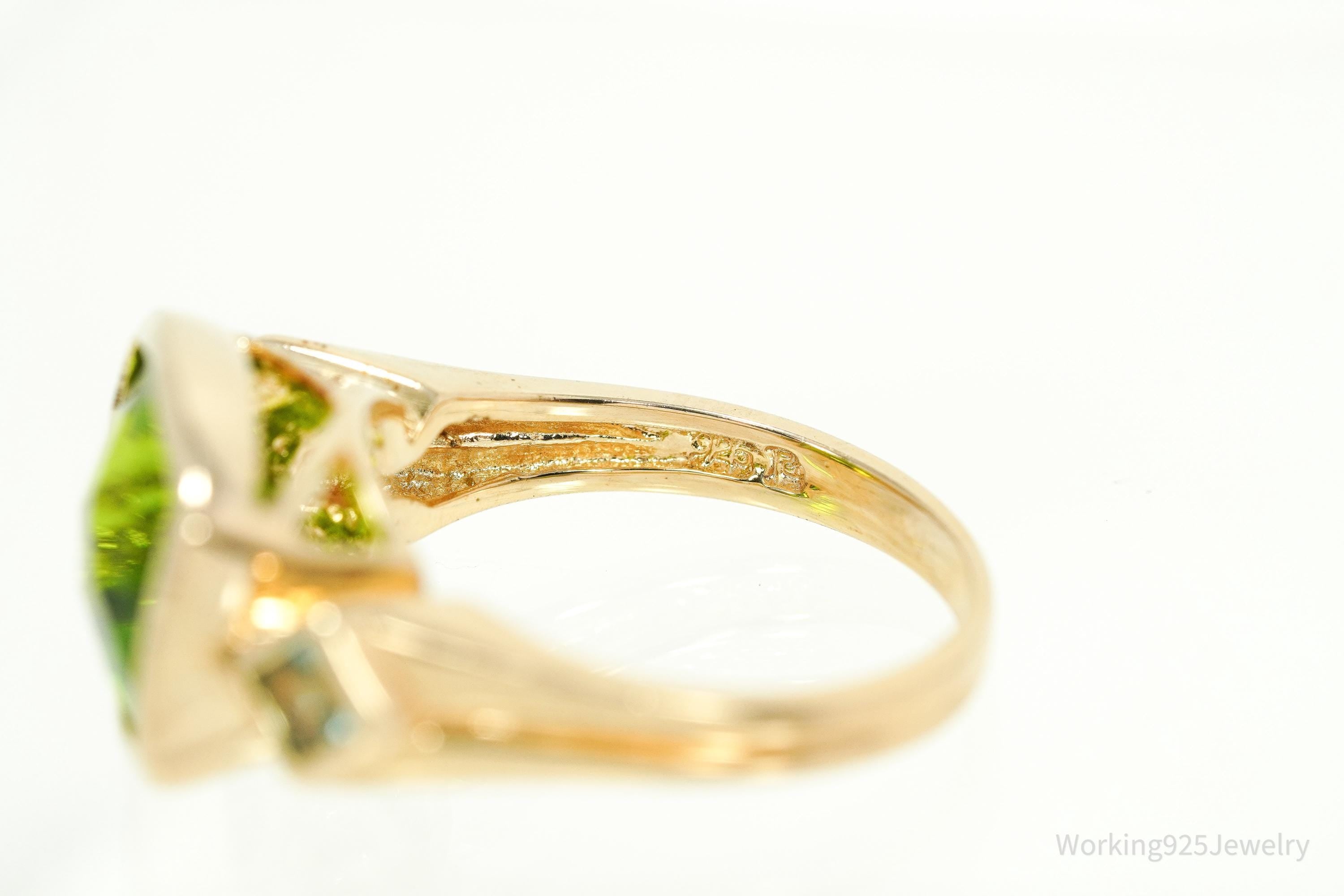 Designer Ross Simons Peridot & Blue Topaz Yellow Gold Over Sterling Silver Ring - Size 7