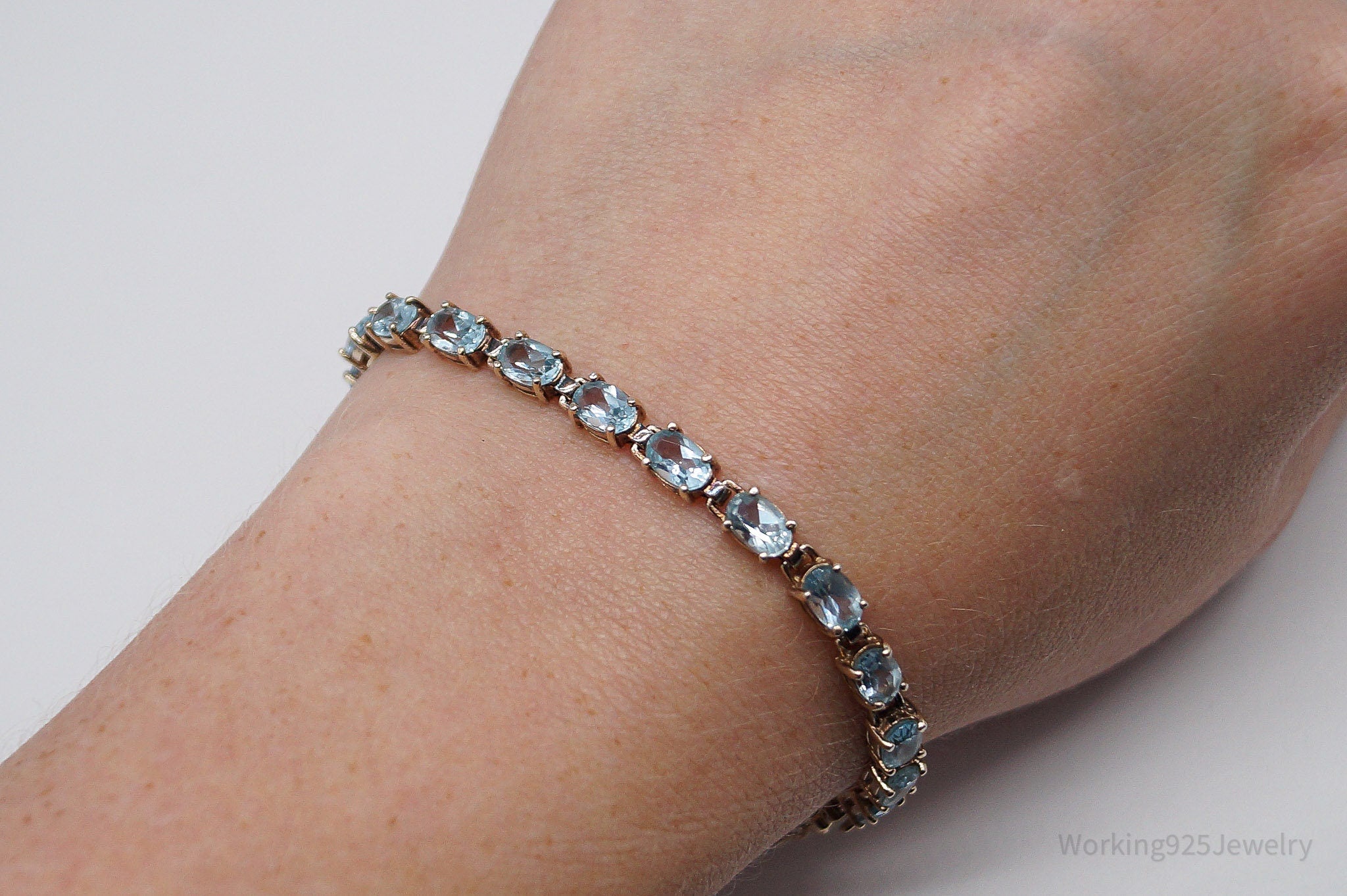 Vintage Ross Simons Blue Topaz 18K Gold Over Sterling Silver Bracelet
