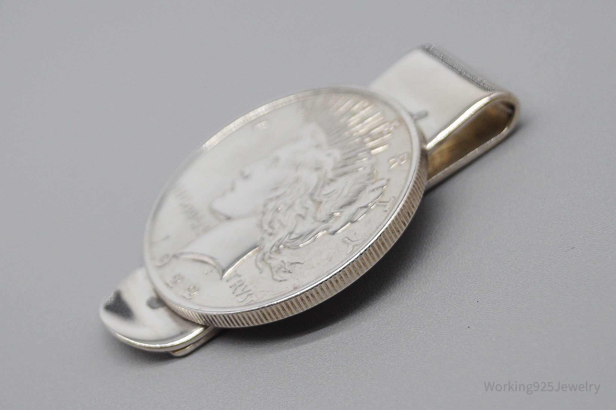 Antique 1922 Peace Silver Dollar Coin Silver Money Clip