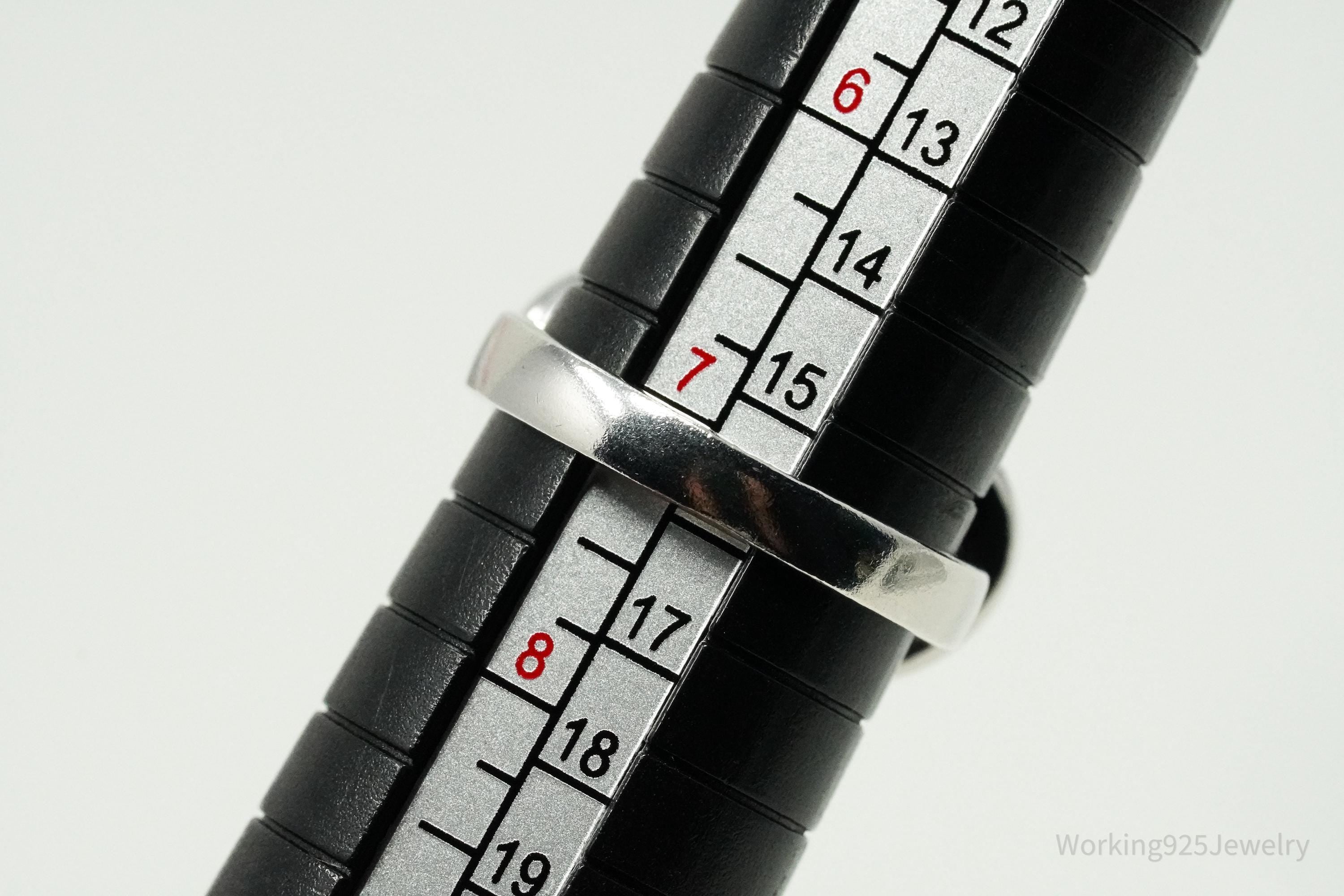 Vintage Large Heart Sterling Silver Ring - Size 7.25